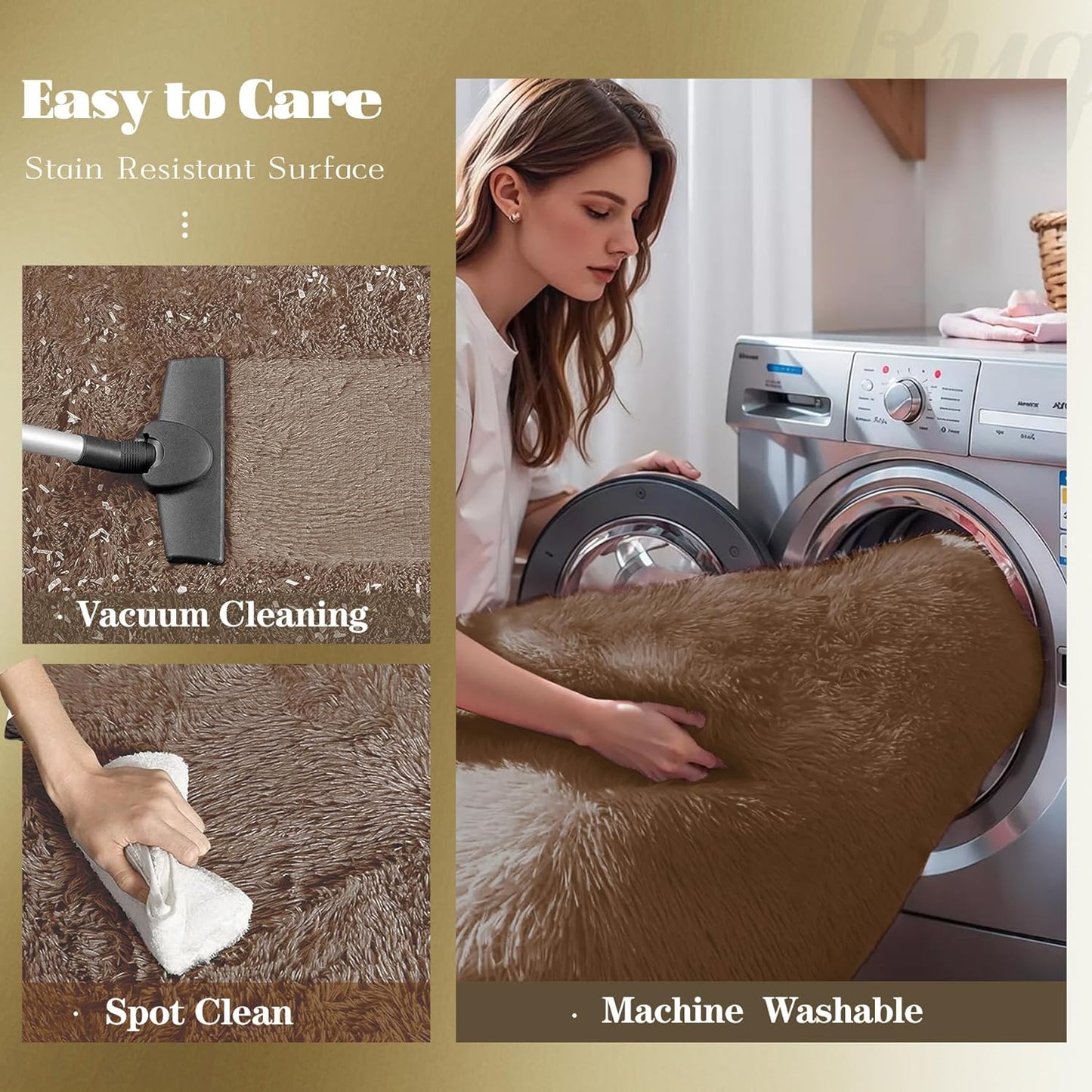 8x10 Area Rug for Living Room: Fluffy Shag Soft Washable Rugs Large Fuzzy Plush Indoor Carpet for Bedroom Nursery Playroom Kids Girls Boys Room (Coffee, 8'x10')