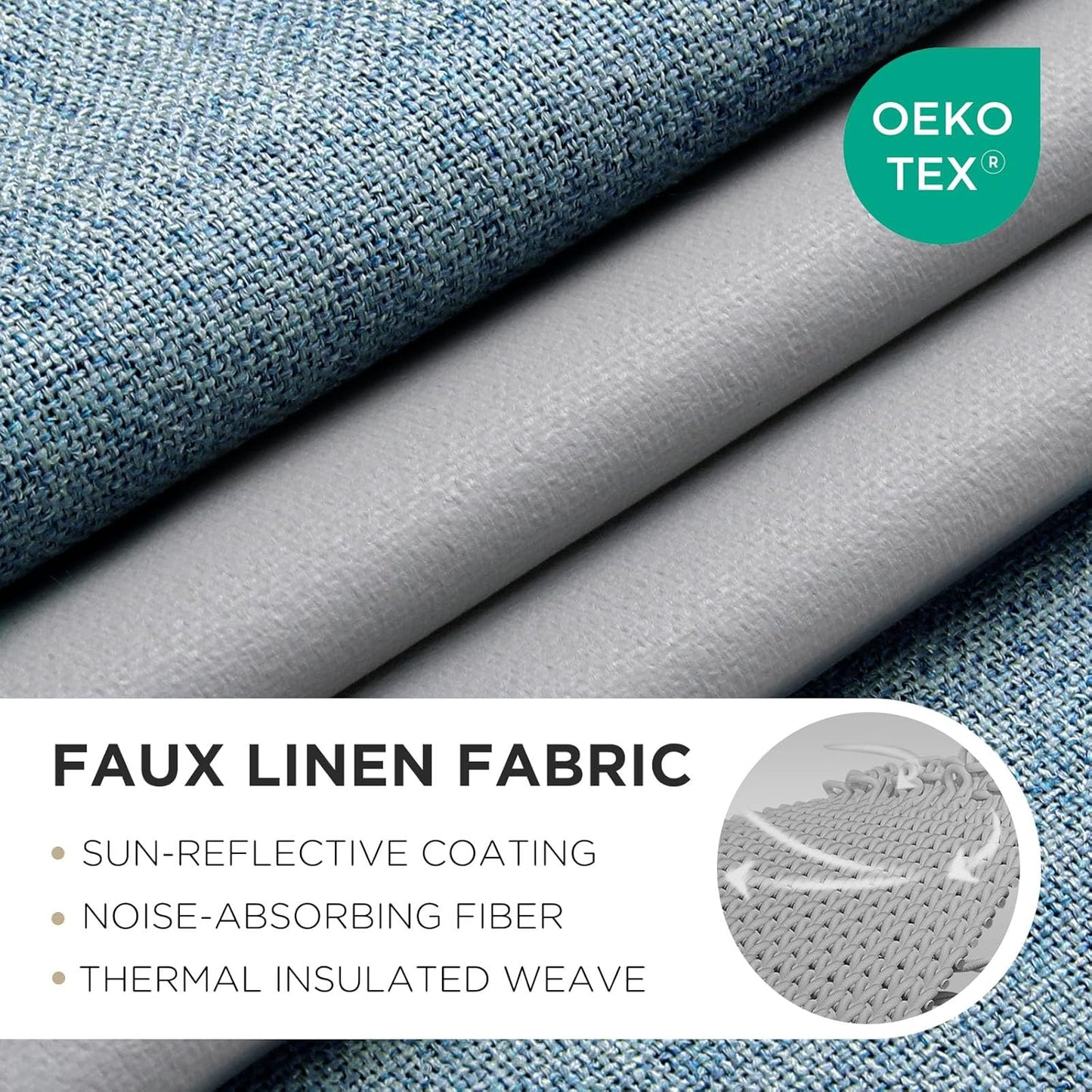 Joydeco Light Blue Blackout Curtains 120 Inches Long, Extra Long Blackout Curtains for Living Room Bedroom, Linen Textured Room Darkening Drapes for Windows with Grommets(52x120, Sky Blue)