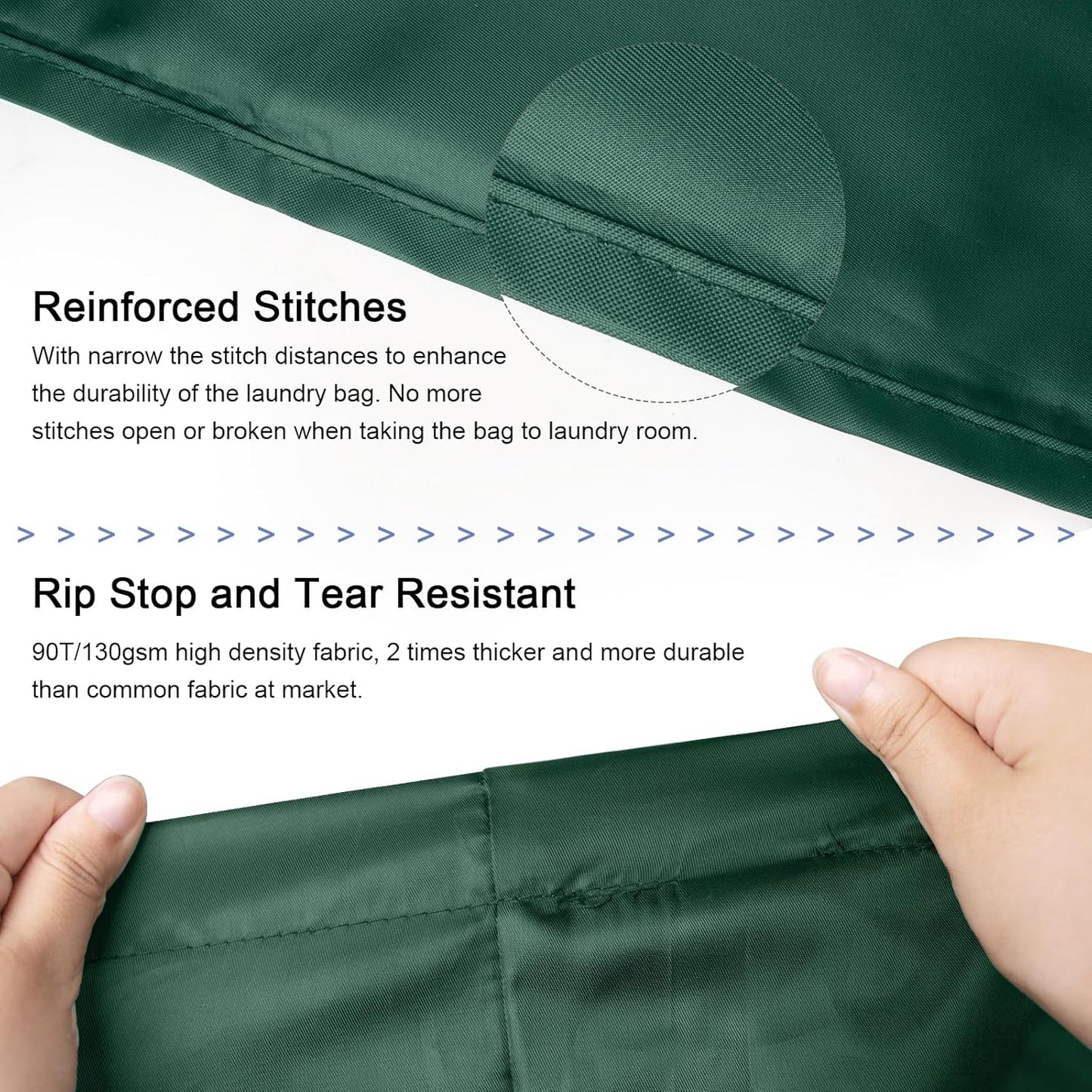 Polecasa Heavy Duty Large Laundry Bag with 130gsm Tear Resistant Fabric and Handles, Easy to Carry Durable Dirty Clothes Drawstring Bag, Perfect for College Dorm,Travel, 28”x36”,Green