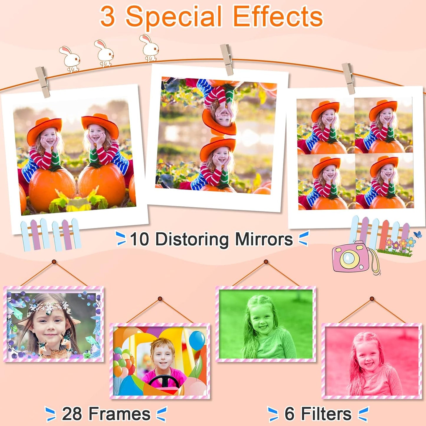 GKTZ Toys for Girls Age 3-8, Kids Camera Digital Video Toddler Camera Children Camcorder Birthday Gifts for 3 4 5 6 7 8 Year Old Girls with 32GB SD Card