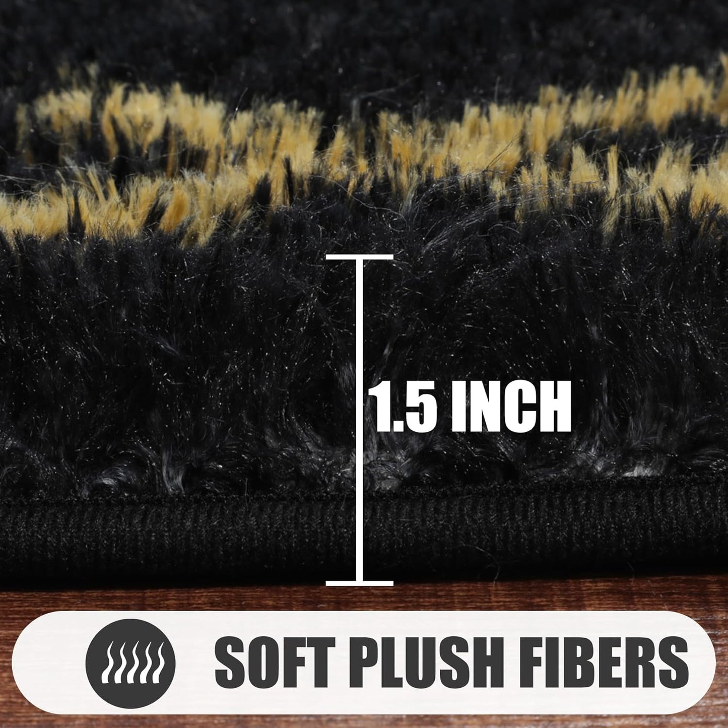ONASAR 5x8 Rugs for Living Room Bedroom, Washable Fluffy Black and Gold Area Rug, Geometric Boho Soft Plush Shaggy Floor Carpet Mat for Nursery Kids Girls Boys Teen Dorm Home Decor Aesthetic