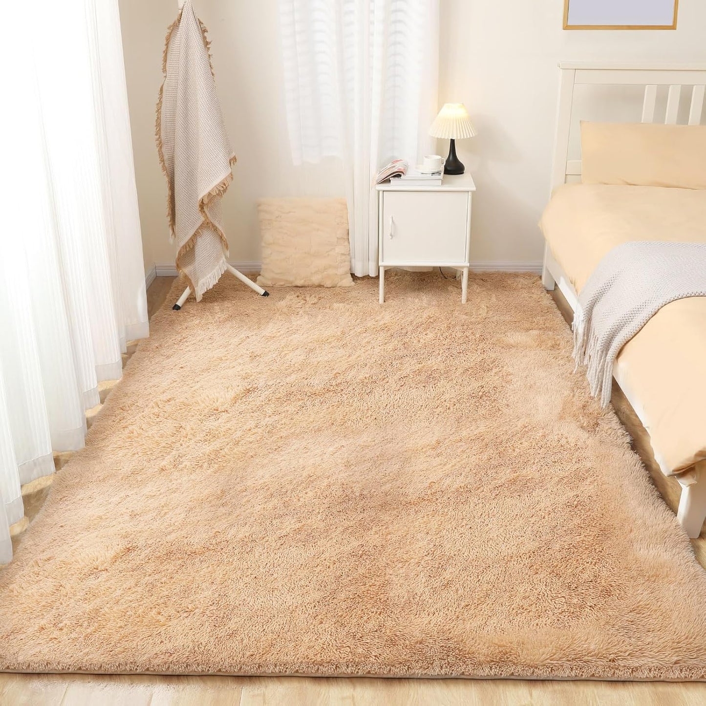 Area Rugs 8x10, Fluffy Rugs for Living Room, Ultra Soft Rugs for Bedroom, Non-Slip Indoor Carpet for Nursery, Kids Room, Playroom, Home Decor, Camel