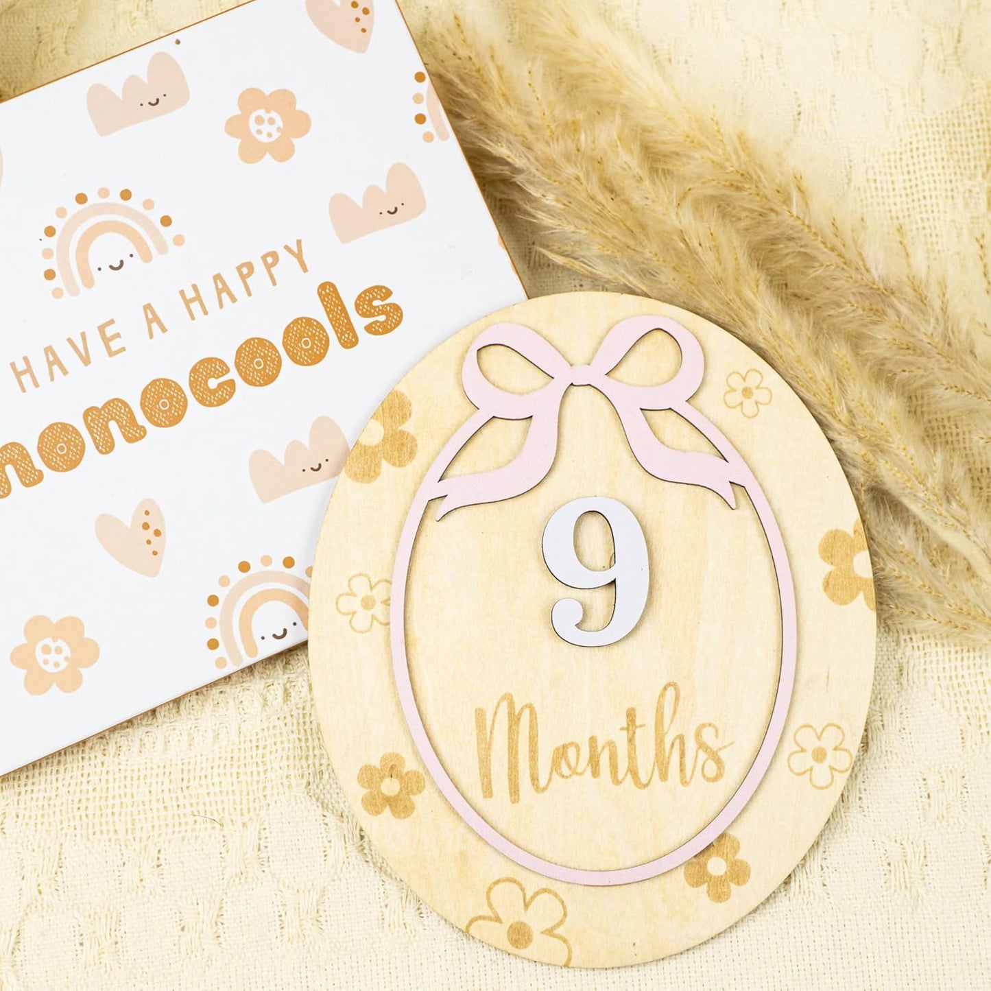 Baby Monthly Milestone Cards - Acrylic Monthly Milestone Discs - Newborn Photography Props to Document Your Baby´s Growth - Baby Announcement Sign (B09)