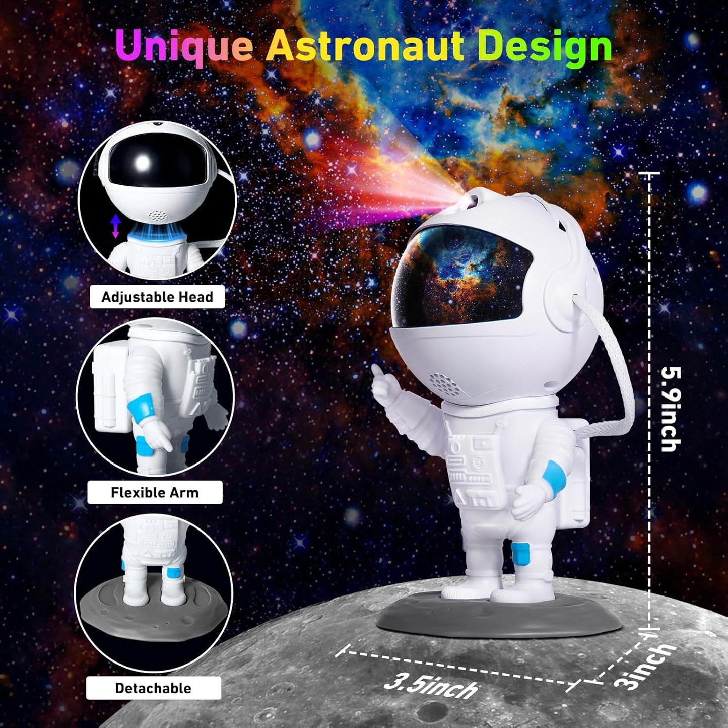 Galaxy Projector, Star Projector with 12 Space Films, Astronaut Galaxy Projector for Bedroom with Timer, Planetarium Projector Ceiling Nebula Night Light for Kids Adults Gift Living Game Room