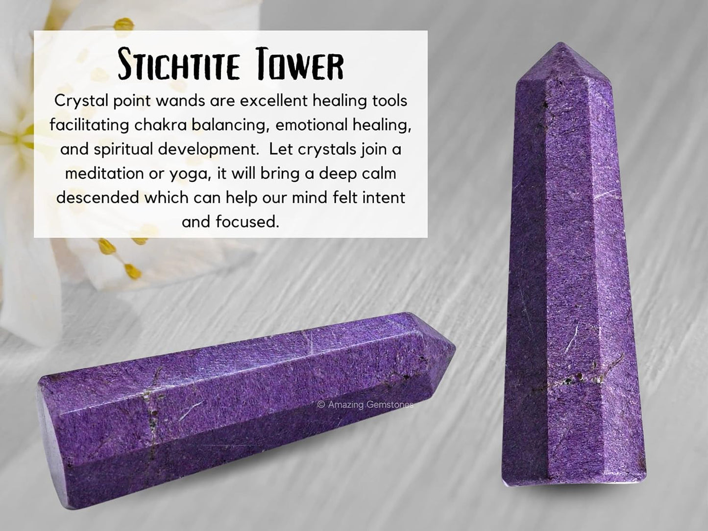 Amazing Gemstone Stichtite Crystal Towers - Natural Healing Crystal Point Obelisk for Reiki Healing and Crystal Grid (2" to 3" Inch)