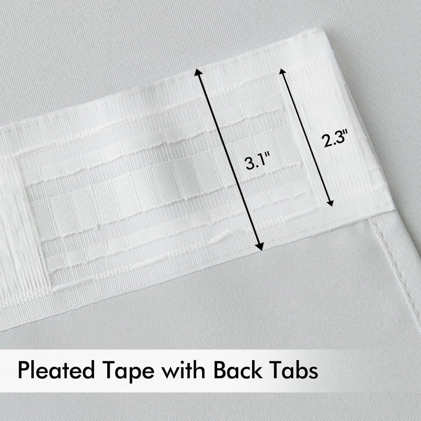 MIULEE Back Tab Light Blocking Curtains 90 Inch Long 2 Panels Set for Living Room Bedroom, Greyish White Rod Pocket/Pinch Pleated Thermal Insulated Room Darkening Blackout Curtains, 52 x 90 Inch