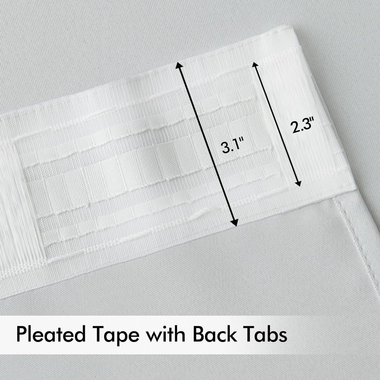 MIULEE Back Tab Light Blocking Curtains 102 Inch Long 2 Panels Set for Living Room Bedroom, Greyish White Rod Pocket/Pinch Pleated Thermal Insulated Room Darkening Floor to Ceiling Blackout Drapes