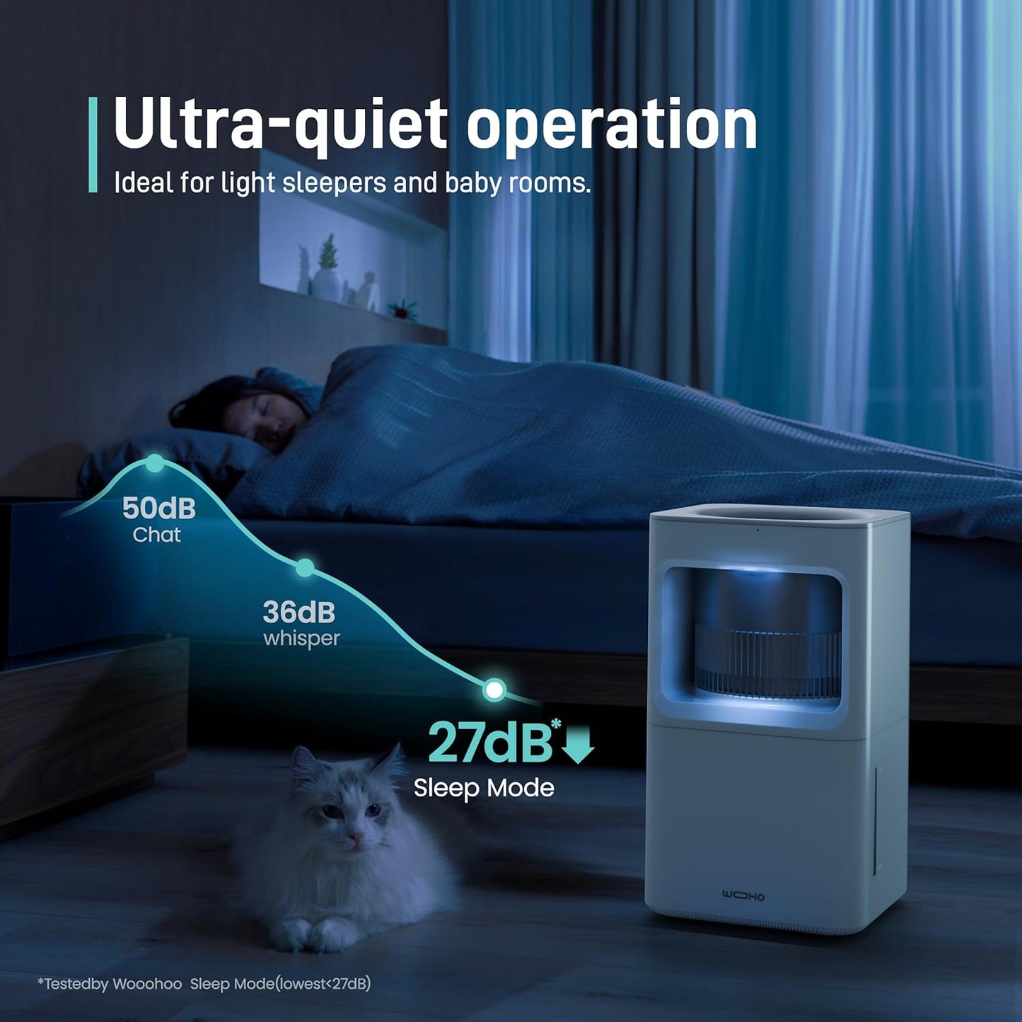 Evaporative Humidifier for Bedroom, 2.11Gal/8L Quiet Humidifiers Large Room with SleepyTime, Aroma Diffuser, 6 Speeds, Top Fill, No White Dust, Auto Off Humidifier for Baby Nursery Home Office