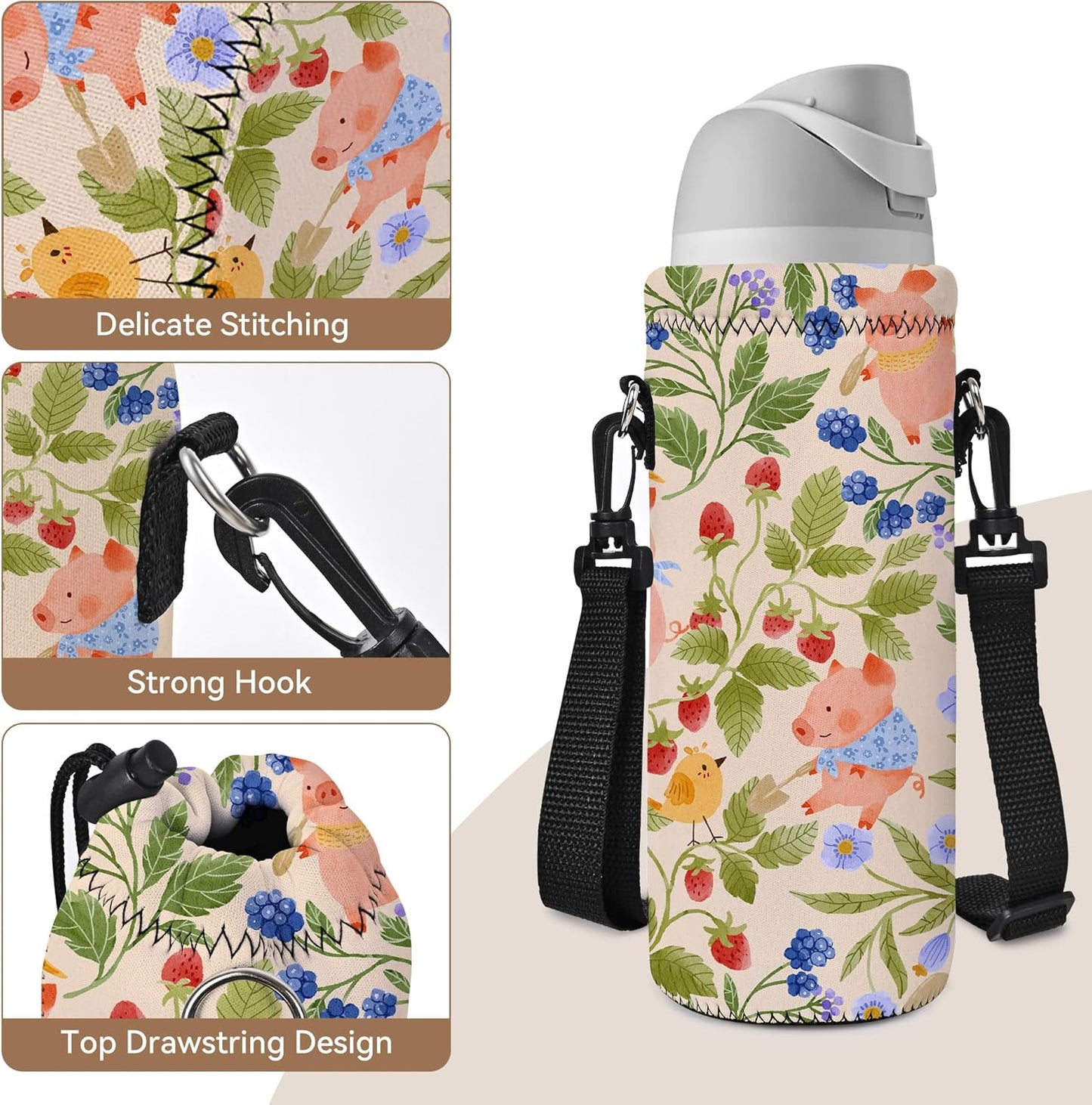 AUPET Water Bottle Bag Carrier,24oz/32oz Insulated Neoprene bottle Sling Holder Case Pouch Cover for 1000ML/750ML Bottles with Shoulder Strap for walking