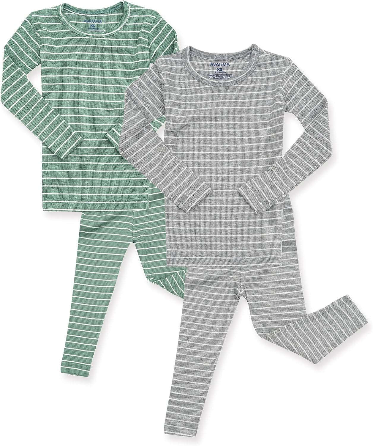 AVAUMA Stripe Pattern Baby Boys Girls Pajama Set Kids Toddler Snug fit Ribbed Sleepwear pjs for Daily Life Style