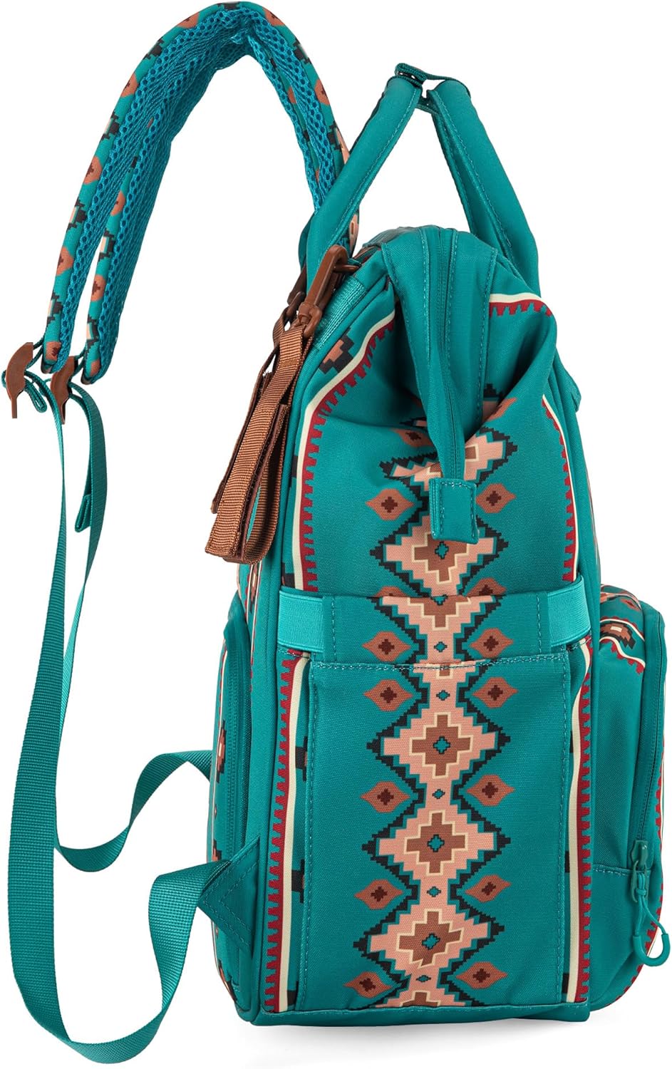 Wrangler Diaper Bag Backpack Aztec Travel Backpack Purses Western Multi-Function Baby Bags for Mom with Waterproof Insulated Pockets