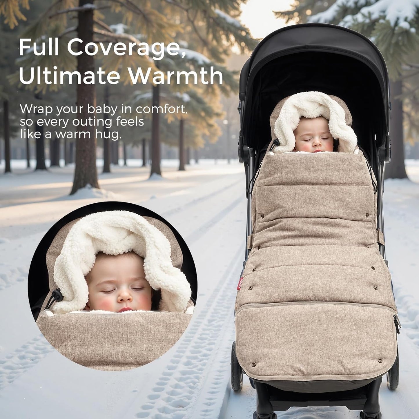 Momcozy Stroller Footmuff | Universal, Weather-Proof, Warm Stroller Bunting Bag | Extendable Winter Cover | Adjustable Buckle