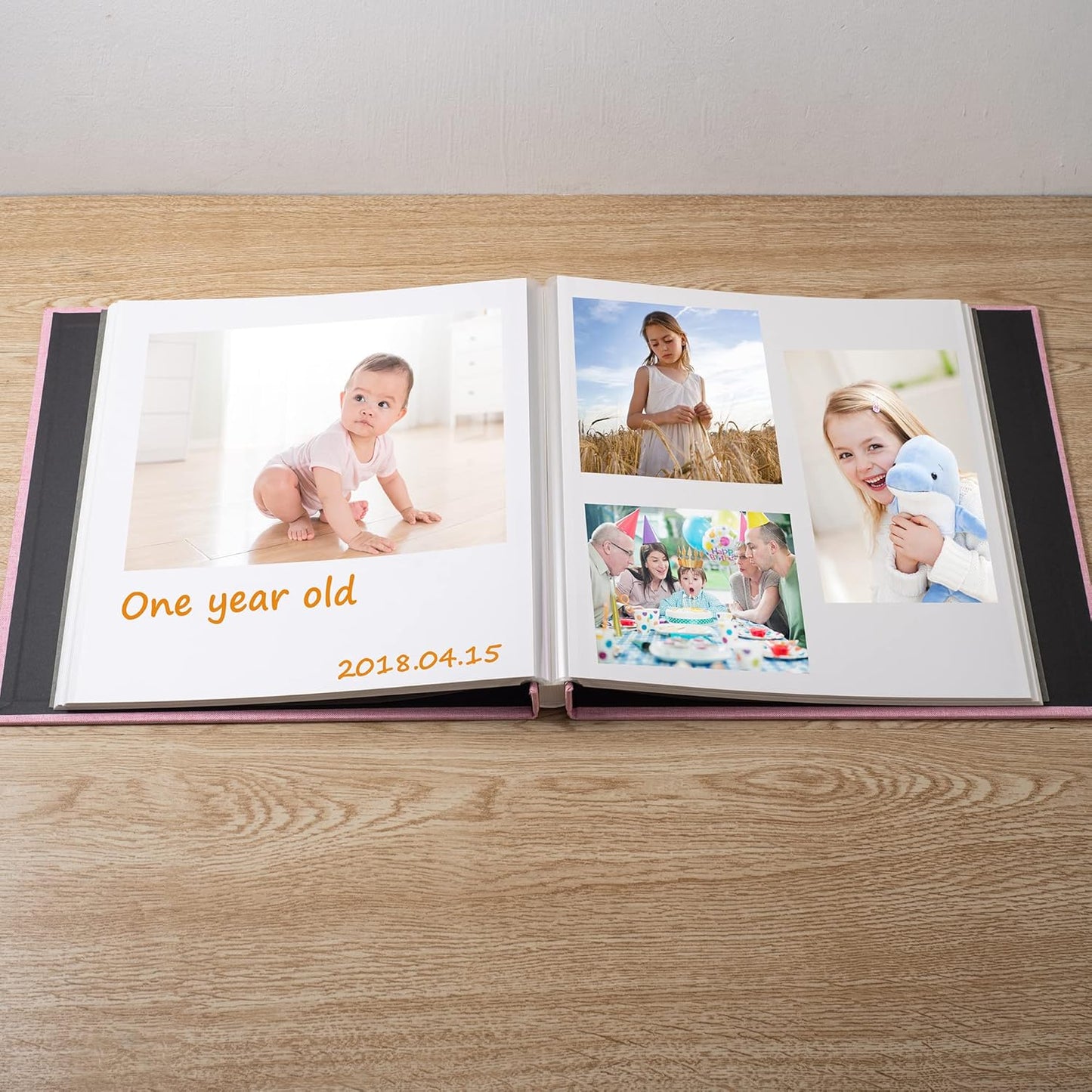 Large Photo Album Self Adhesive Scrapbook Album for 4×6 8×10 Pictures DIY Magnetic Linen Cover Album 40 Pages for Family Wedding Gifts with Metal Pen and Plastic Board