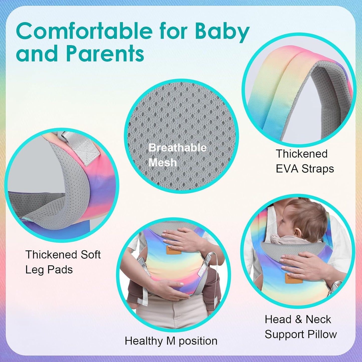 Baby Carrier Newborn to Toddler, Ergonomic Adjustable Toddler Carriers for 7-66 Lbs, Cozy Lightweight Infant Carrier with Neck Support, Baby Holder Carrier with Lumbar Support for Mom Dad