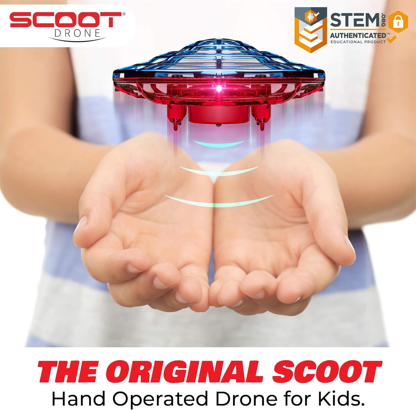 Force1 Scoot Combo Hand Operated Drone for Kids or Adults - Hands Free Motion Sensor Mini Drones, Easy LED Indoor Rechargeable UFO Flying Orb Ball Drone Toys for Boys and Girls (Red/Blue)