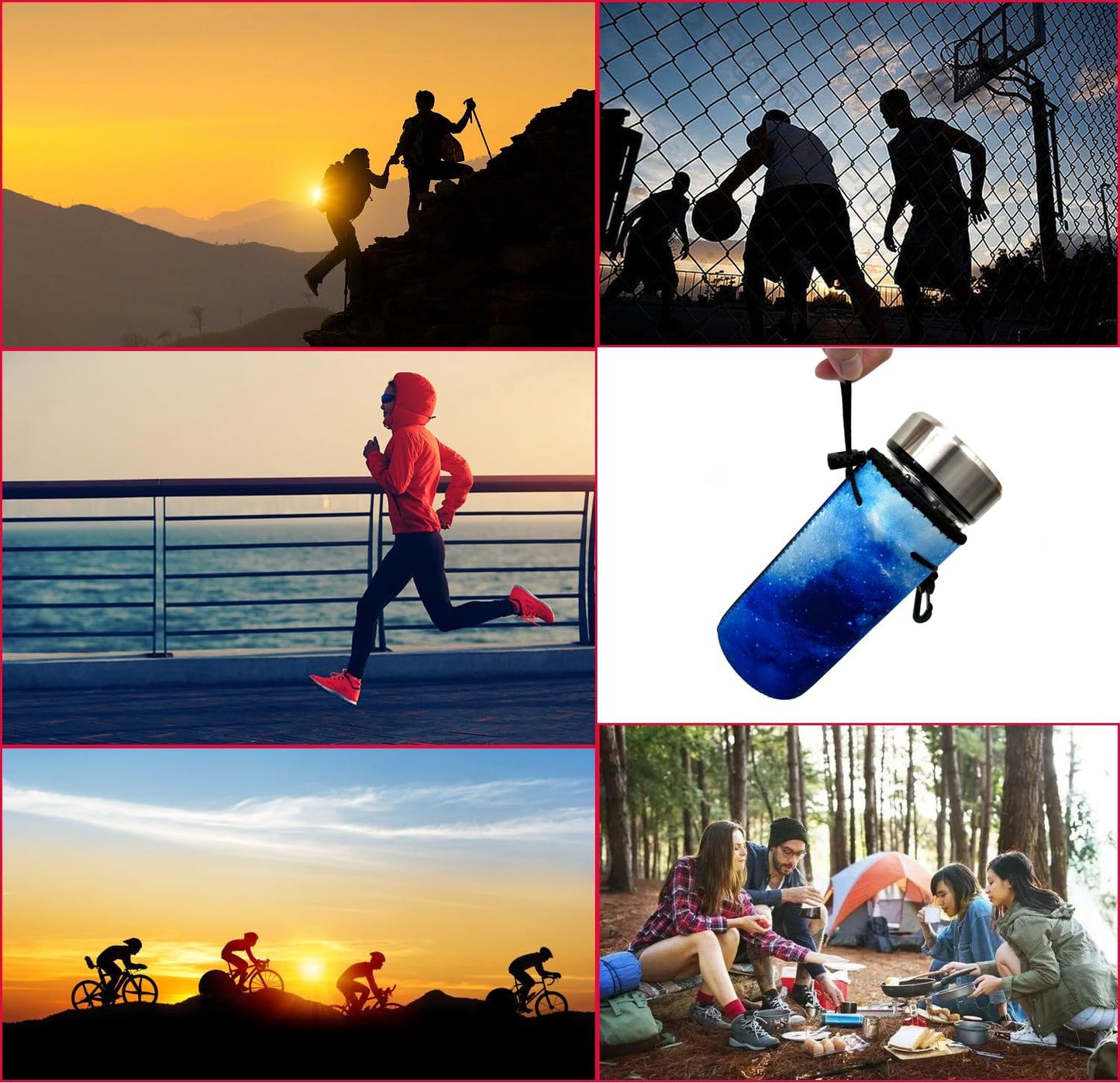 Water Bottle Bag Carrier, Neoprene Sleeve Portable Insulator Cover With Drawstring for 18-20 Oz Bottles (Blue)