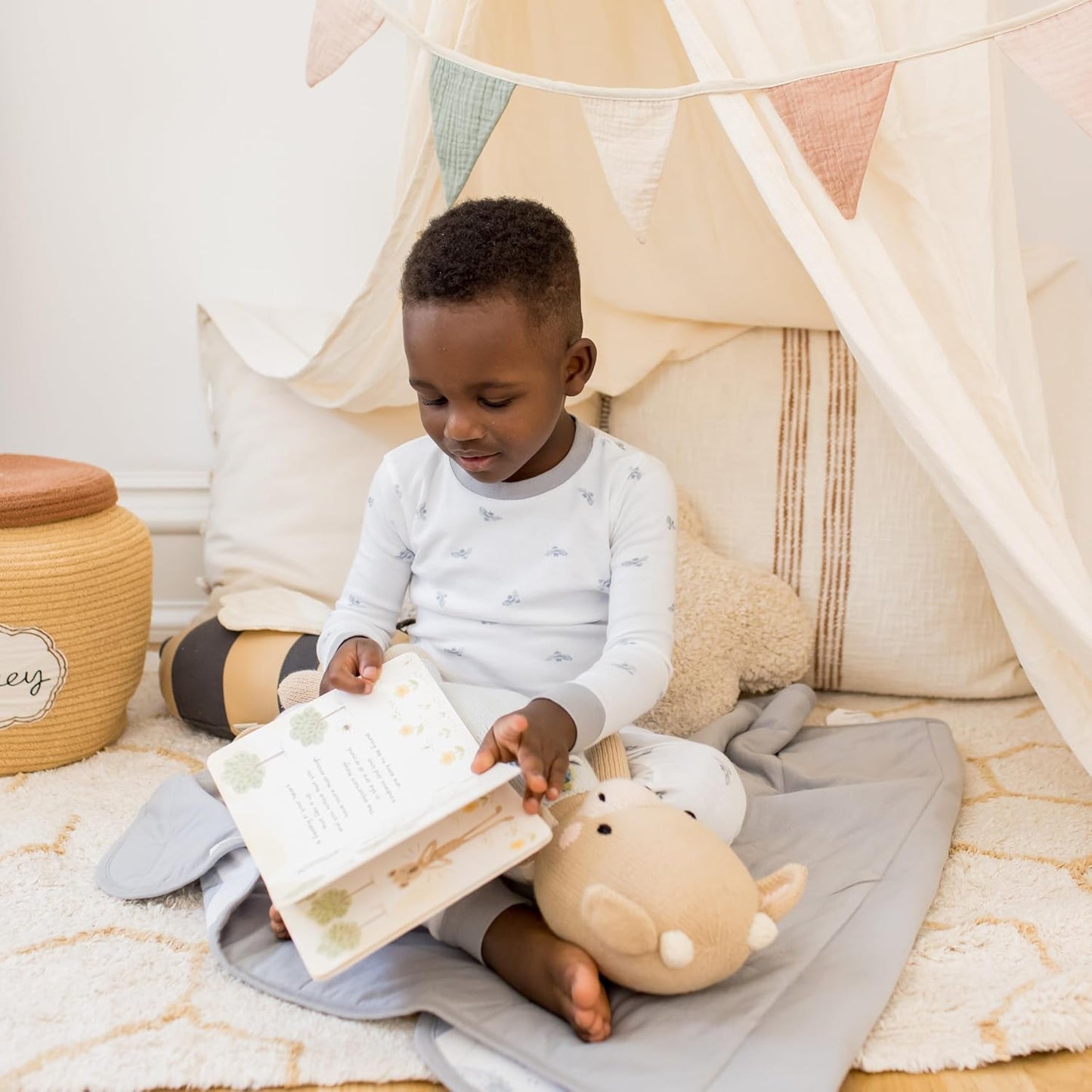 Burt's Bees Baby Boys' 2-Piece Long Sleeve Tee and Pants Organic Cotton Pajama Set