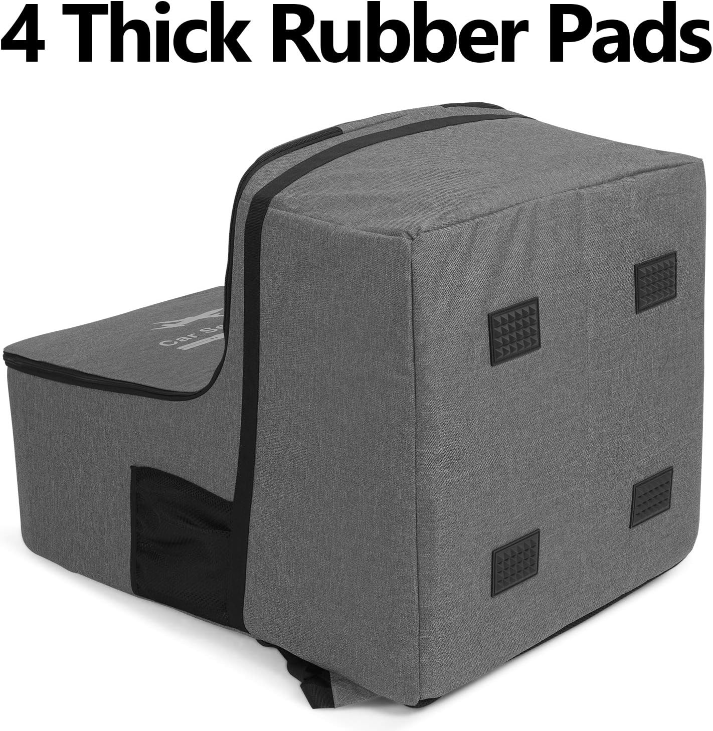 LUXJA Car Seat Travel Bag, Airplane Bag with Padded Backpack Straps and Adjustable Waist Straps for Travel (Fits Most Major Car Seat), Gray