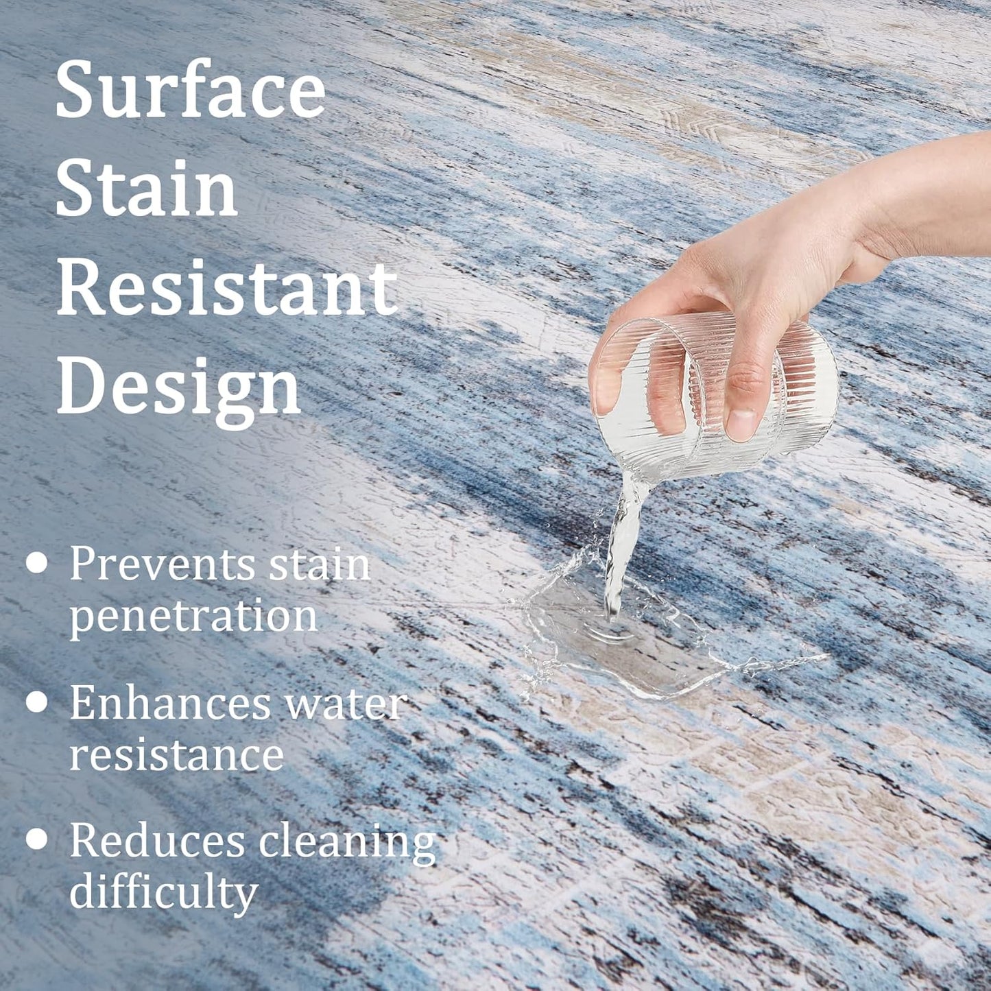 6x9 Area Rug Living Room Rugs - Washable Rug Large Modern Abstract Soft Thin Carpets Indoor Floor No Slip Vintage Carpet for Bedroom Under Dining Table Nursery Home Office Decor Blue