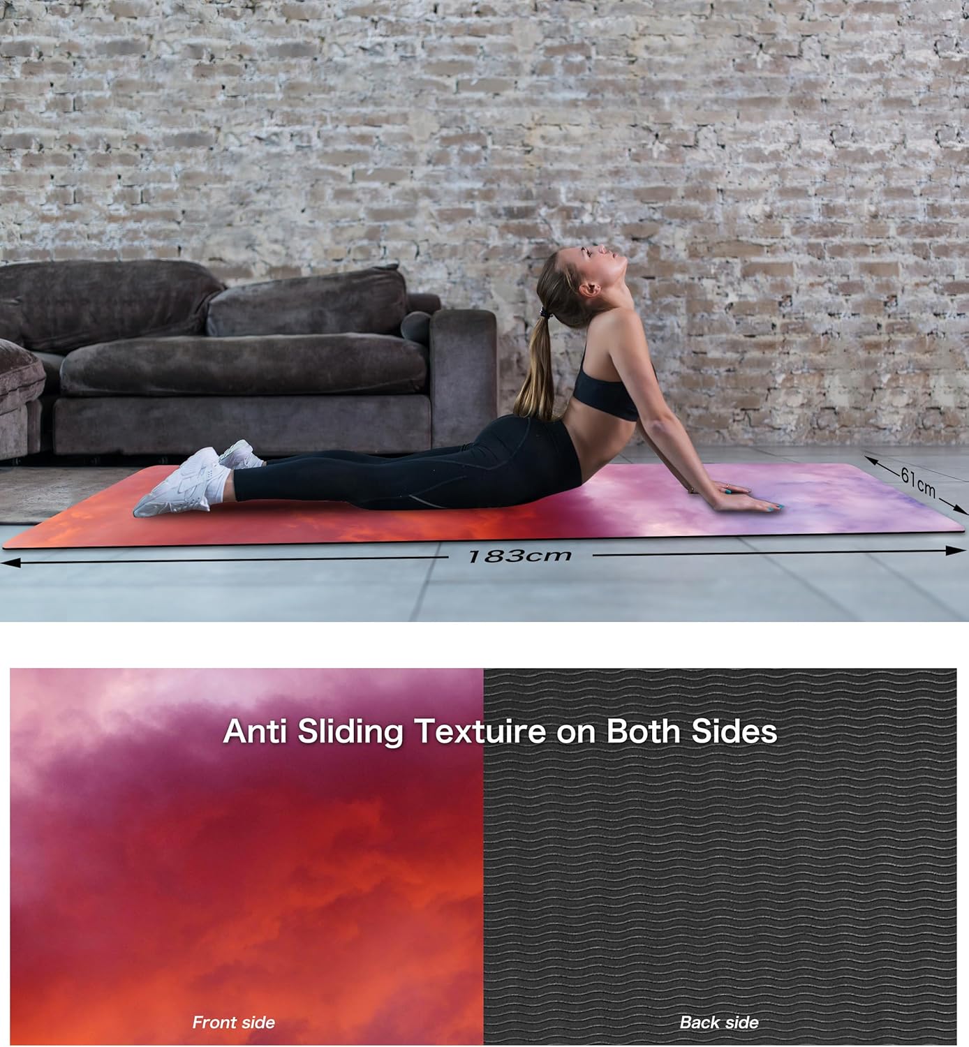 Non Slip Yoga Mat TPE Workout Mat for Men Women, Thick Workout Mat with Carrying Strap, Fitness Mats for Exercise, Yoga, Fitness, Pilates, Floor Workouts (72" x 24" x 6mm)