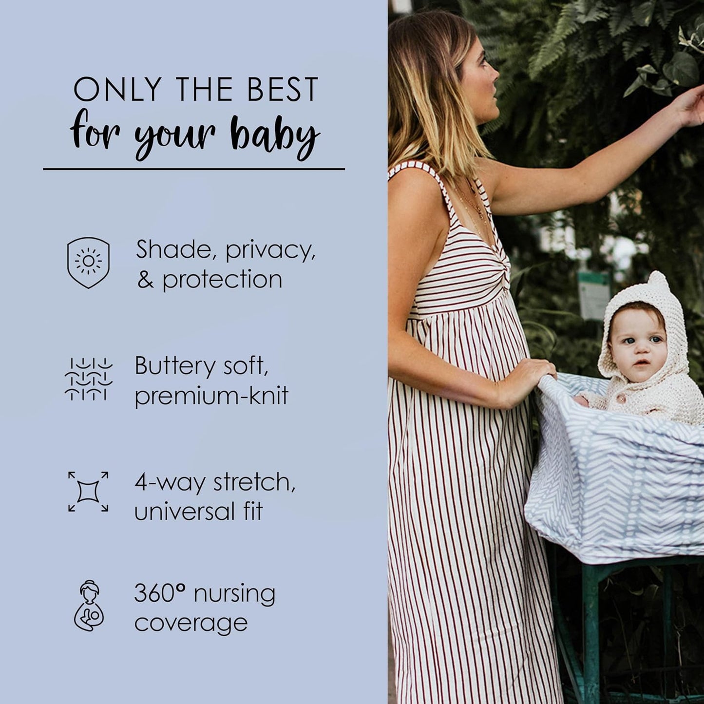 Milk Snob Original 5-in-1 Cover - Added Privacy for Breastfeeding, Baby Car Seat, Carrier, Stroller, High Chair, Shopping Cart, Lounger Canopy - Newborn Essentials, Nursing Top, Soho