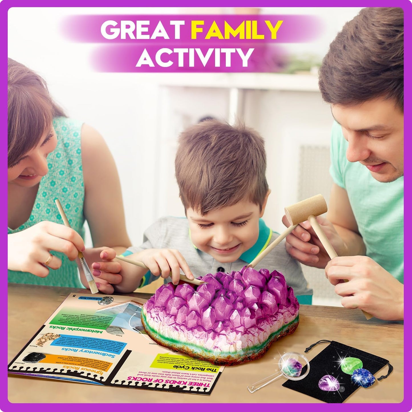 XXTOYS Gemstone Dig Kit - Dig Up 18 Real Gemstones and Crystals - Science Kits for Kids, STEM Toys for Age 6-8, Great Educational Geology Gifts for Boys & Girls Ages 5-7