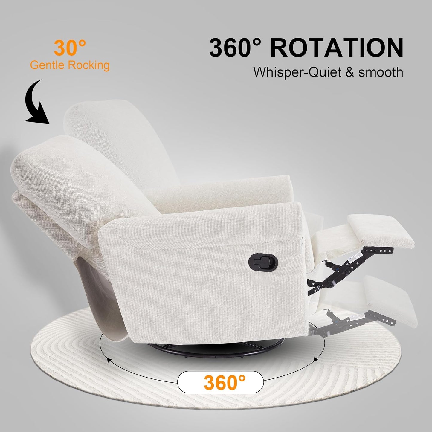 Recliner Chair, 360 Swivel Rocker Chair for Adults Nursery Rocking Chairs Glider Chairs for Living Room, Bedroom, Apartment