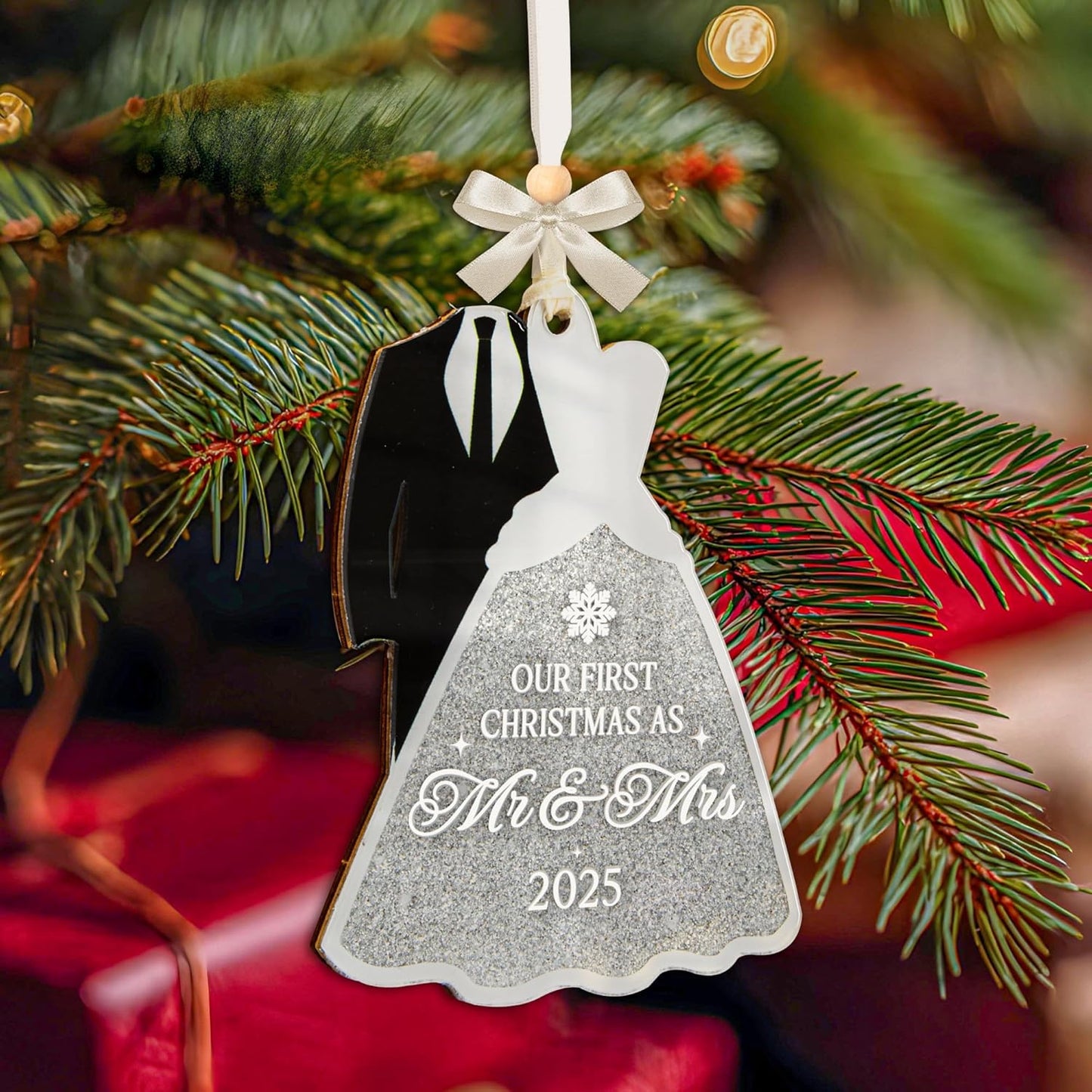 Our First Christmas As Mr and Mrs 2025 - Just Married Ornaments, Wedding Ornament for Couple, Unique Wedding Gifts for Bride and Groom, 1st Married Newlywed Christmas Ornaments 2025