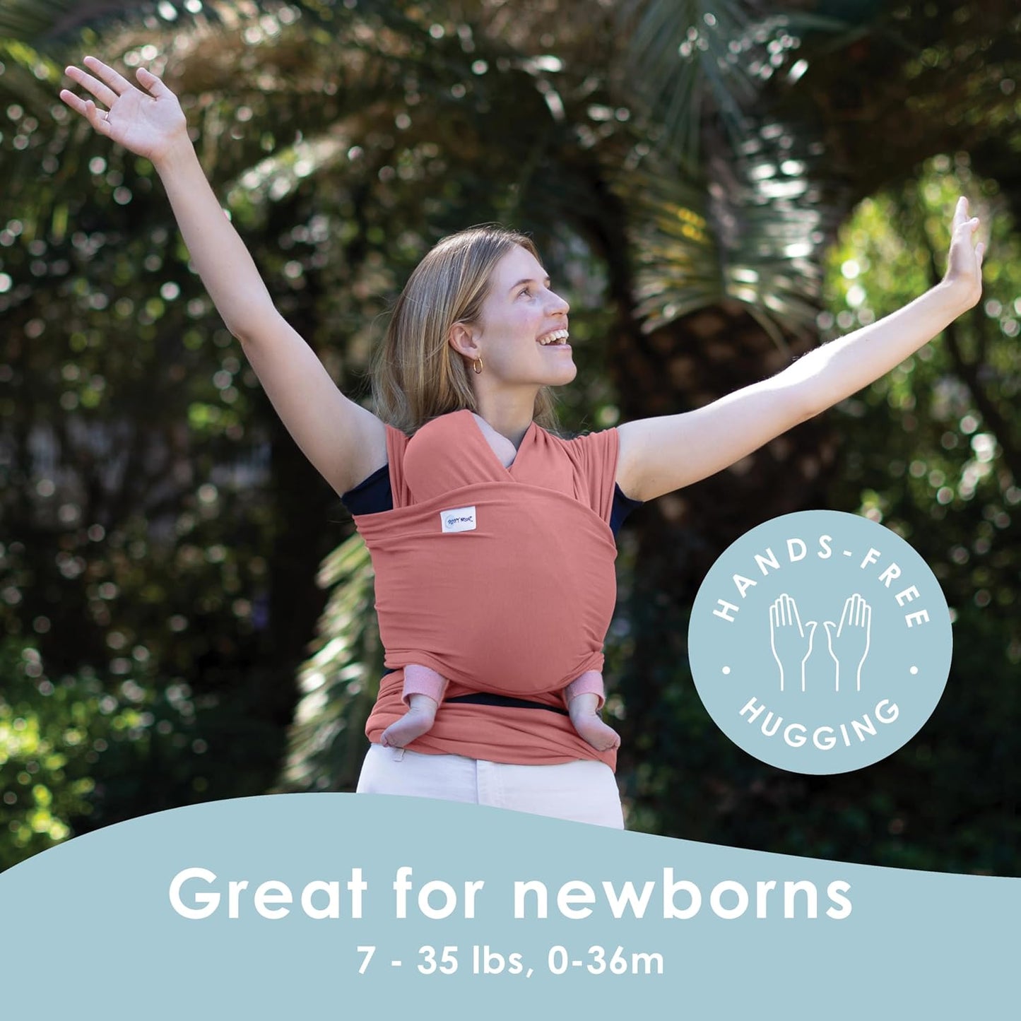 Sleepy Wrap Stretchy Ergonomic Baby Carrier Sling for Newborns to Toddlers - Hands-Free Lightweight Baby Wrap 7-35 lbs (Pink)