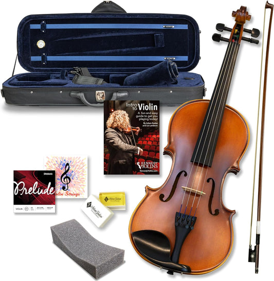 Bunnel Premier Violin Outfit 1/10 Size — Carrying Case and Accessories Included — Solid Maple Wood and Ebony Fittings By Kennedy Violins