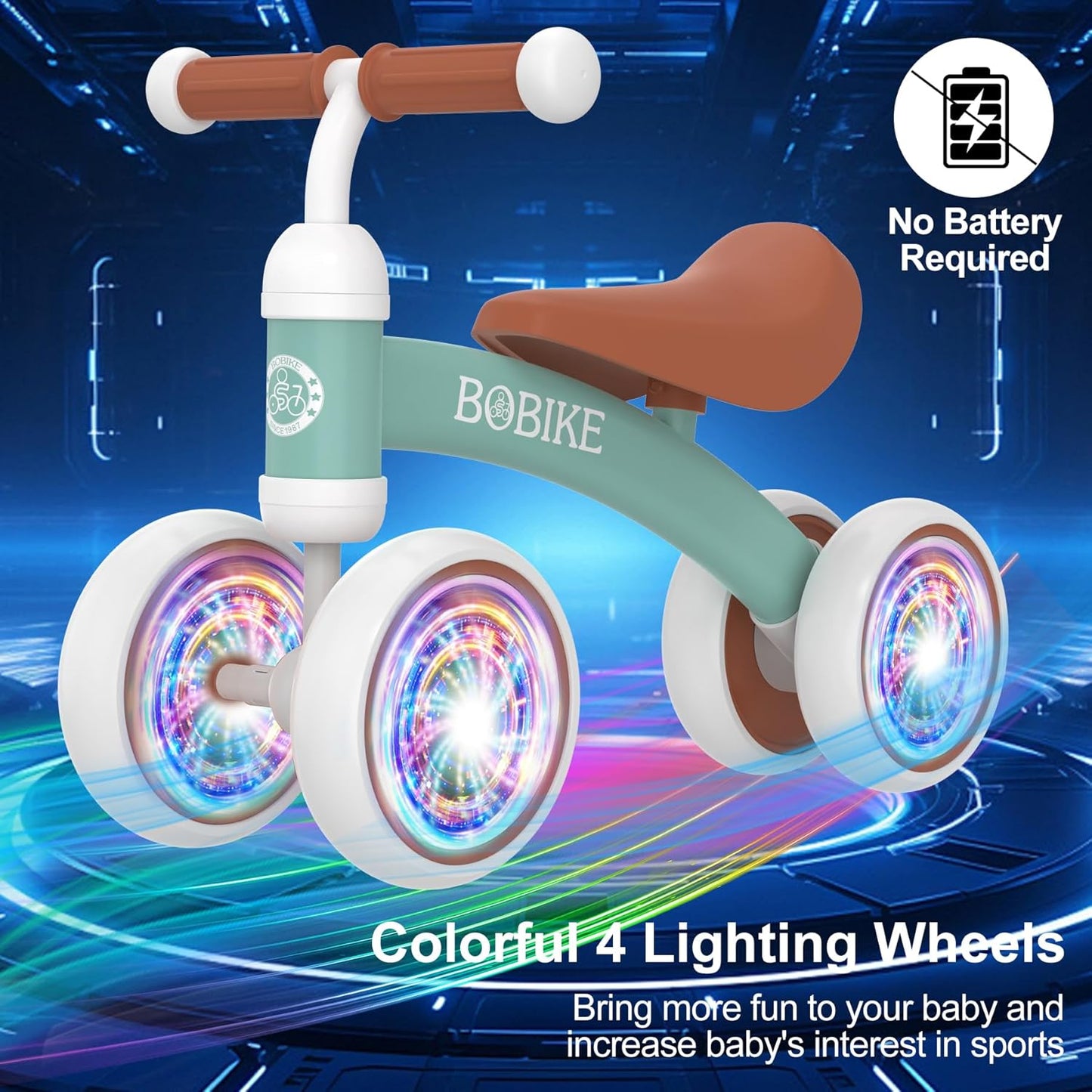 Baby Balance Bike Toys for 12-36 Months Kids Toy Boy and Girls Gifts Toddler Best First Birthday Gift Children Walker No Pedal Infant 4 Wheels Bicycle (Colorful, Green-Light)