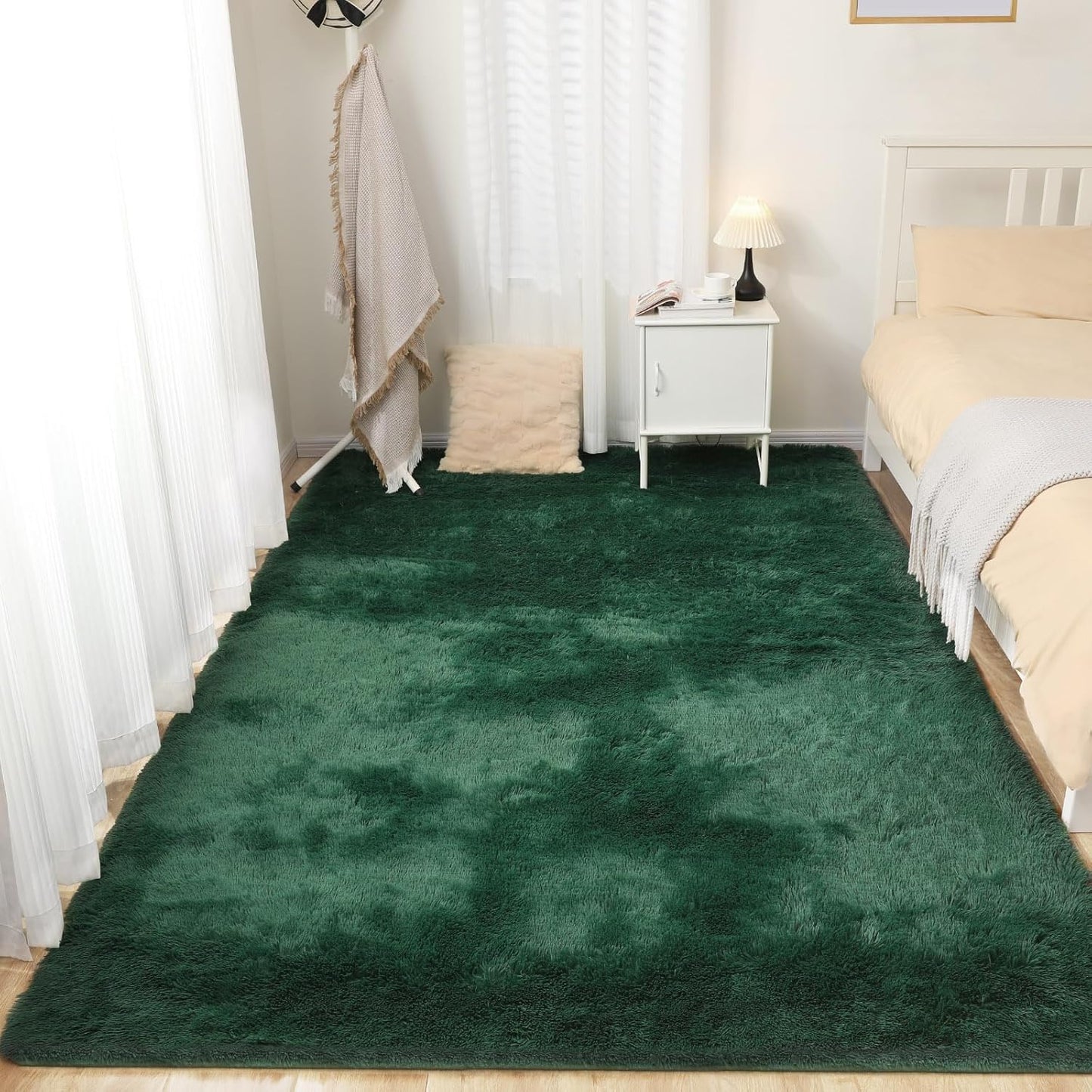 Ultra Soft Area Rug, Fluffy 5x7 Green Rugs for Living Room, Plush Area Rugs for Bedroom, Non-Slip Indoor Carpet for Nursery, Study Room, Kids Room, Room Decor
