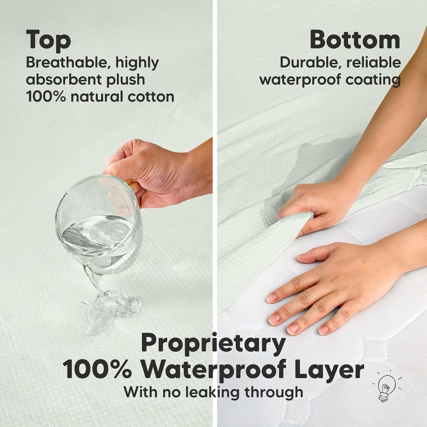 Waterproof Crib Mattress Protector Cover Fitted - 2-Pack Quiet Baby Crib Mattress Pad Sheets, 52" x 28" Soft Quilted Cotton Baby Sheet, Machine Washable, Easy Fit, Durable (Soft Fern/Quin)