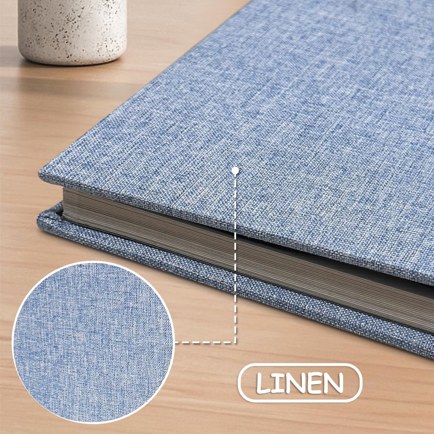 Large Photo Album Self Adhesive Scrapbook Album for 4×6 5×7 8×10 Pictures DIY Magnetic Linen Cover Album 40 Pages for Family Wedding Gifts with Metal Pen and Plastic Board