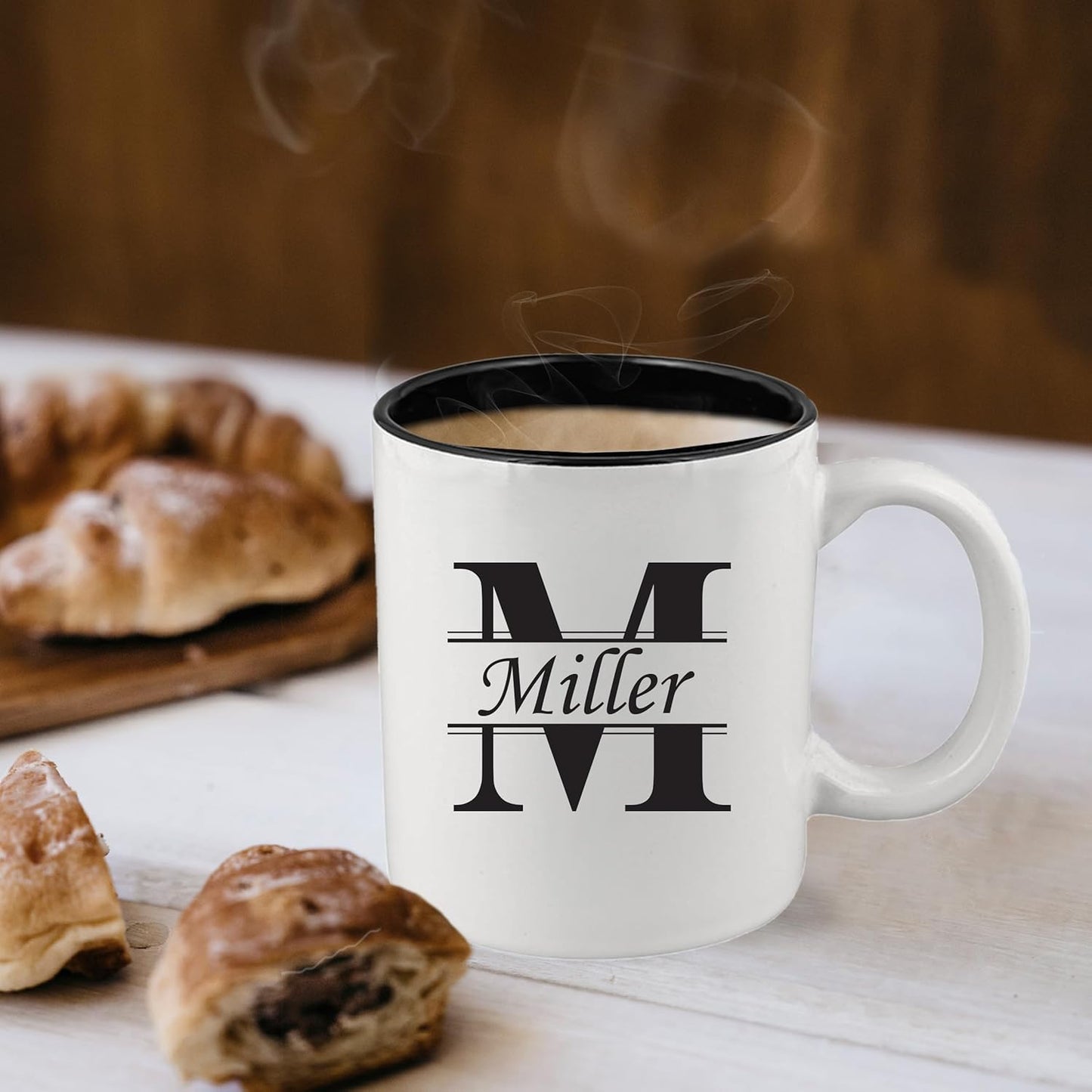 My Personal Memories Custom Monogrammed Coffee Latte Mug and Tea Cup - Personalized and Engraved (White)