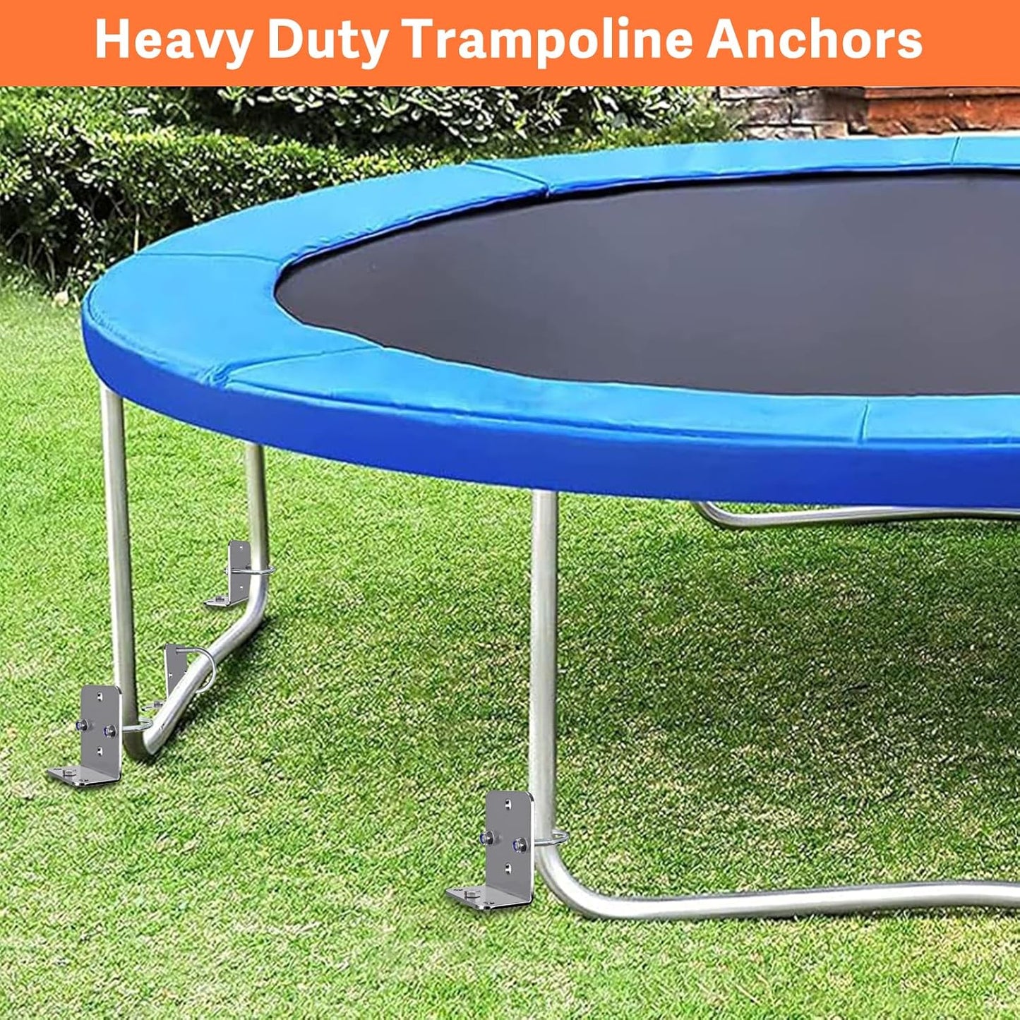 Eurmax USA Ground Anchors Heavy Duty Adjustable L-Shaped Head Shed Tent Stakes Trampoline Anchors, Trampoline Stakes for Sheds,Swing Sets,Mobile Home,Carports Set of 4(Silver)