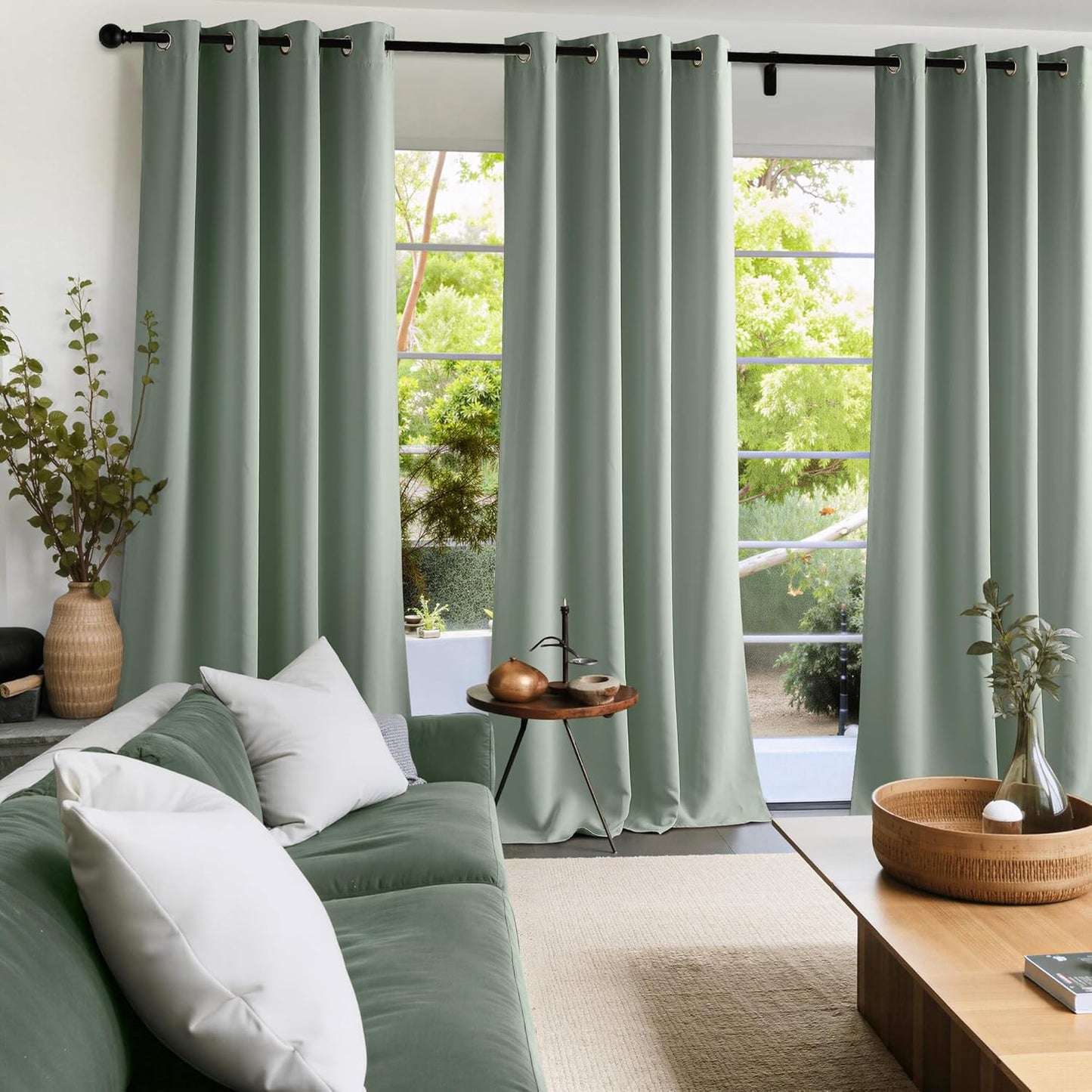 NICETOWN Sage Green Blackout Curtains 90 inch Long, Summer Room Daekening Thermal Insulated Grommet Privacy Energy Saving Shades for Bedroom, Living Room, Laundry, Closet, 2 Panels, W52