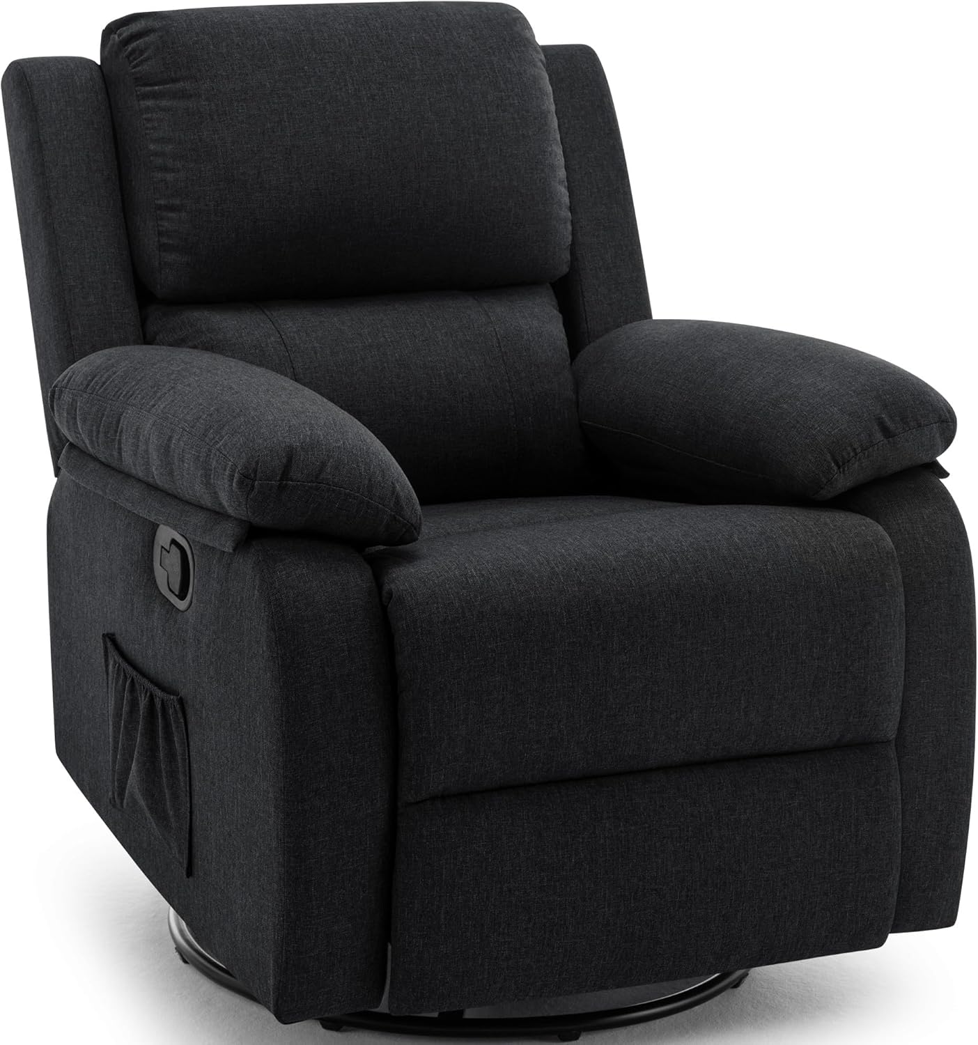 Recliner Chair, 360 Swivel Rocker Chair for Adults, Small Rocking Recliner Chair for Small Spaces, Upholstered Fabric Glider Recliner Nursery Chair with Side Pockets for Living Room, Nursery