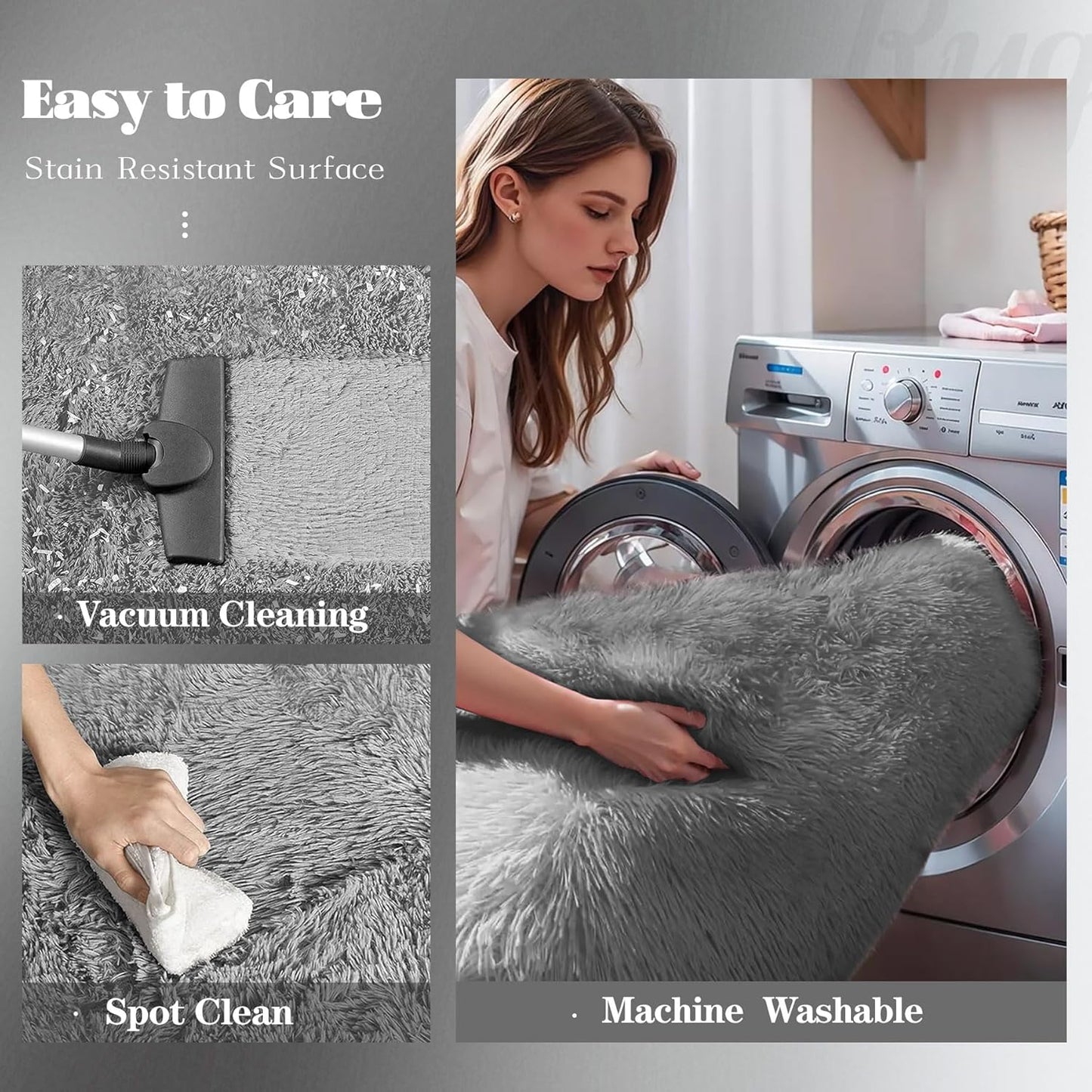 8x10 Area Rug for Living Room: Fluffy Shag Soft Washable Rugs Large Fuzzy Plush Indoor Carpet for Bedroom Nursery Playroom Kids Girls Boys Room (Dark Grey, 8'x10')