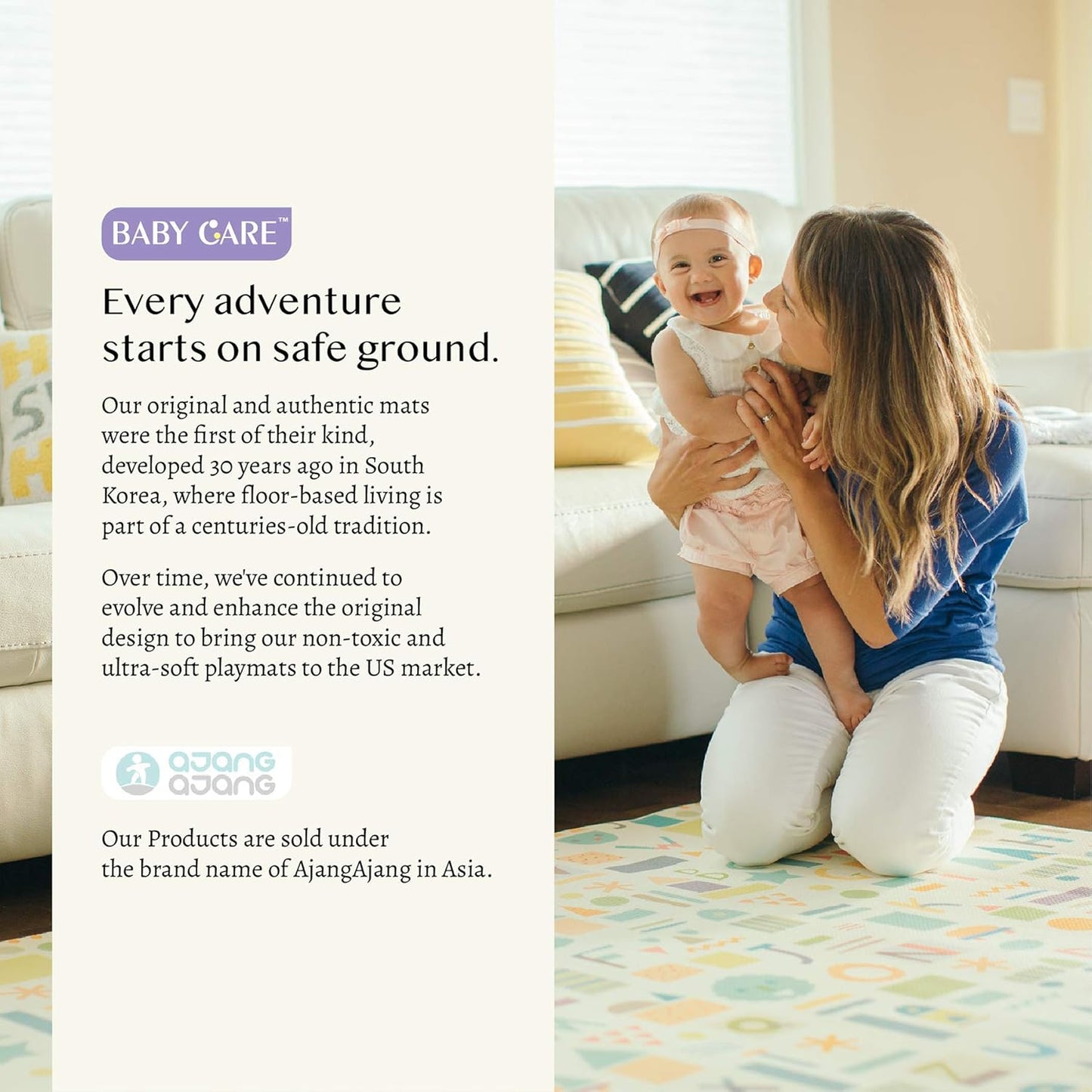 Baby Care Play Mat (Medium, Playful - Zoo Town) 73’’ x 49’’ Original One-Piece Reversible Rollable Waterproof Play Mat for Infants, Babies, Toddler, and Kids