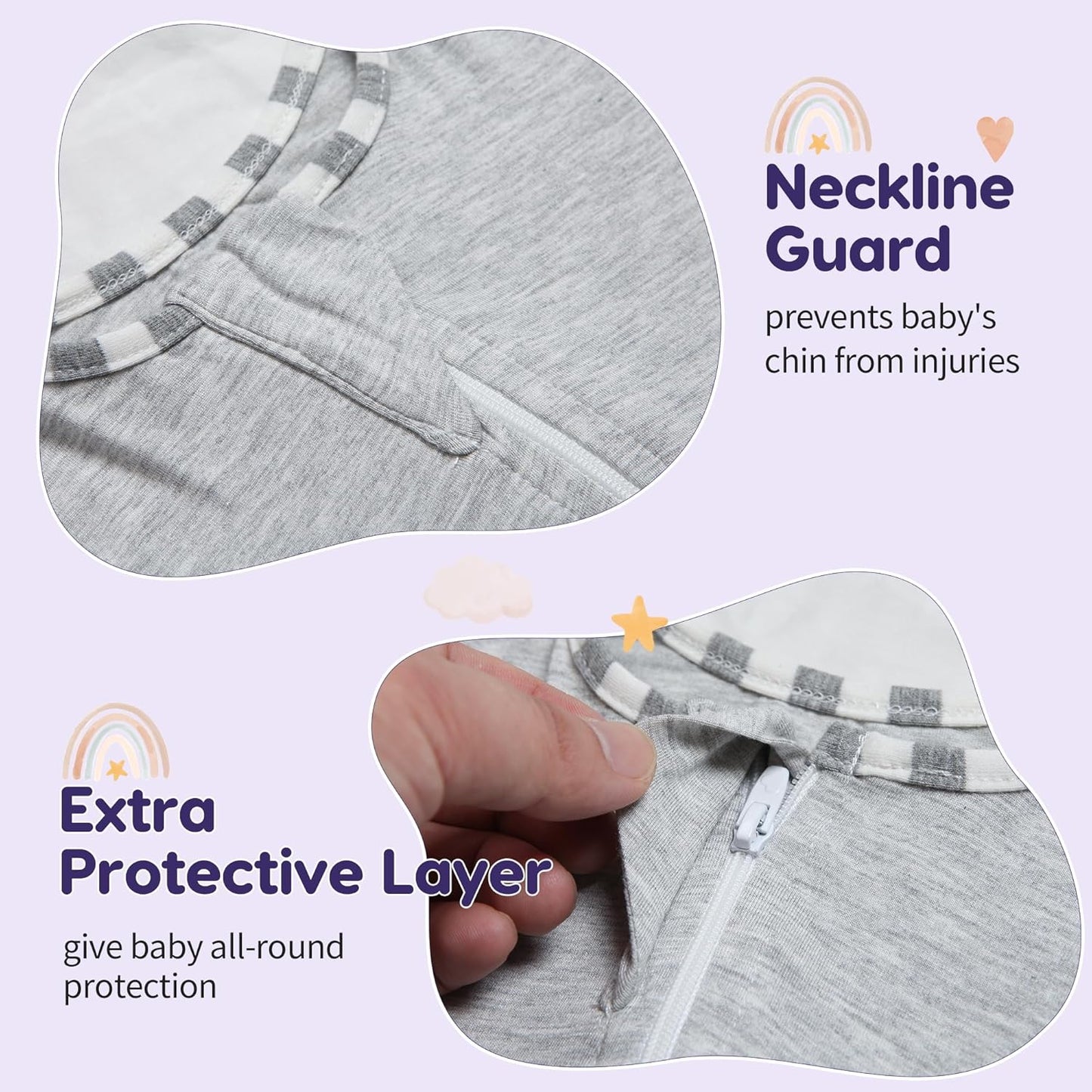 PuppyPaws Baby Sleep Sack 2-Pack Set, Transitional Swaddle, Sleep Sack 9-15 Months, Wearable Blanket Baby with 2-Way Zipper Summer, 95% Rayon derived from Bamboo, 5% Spandex