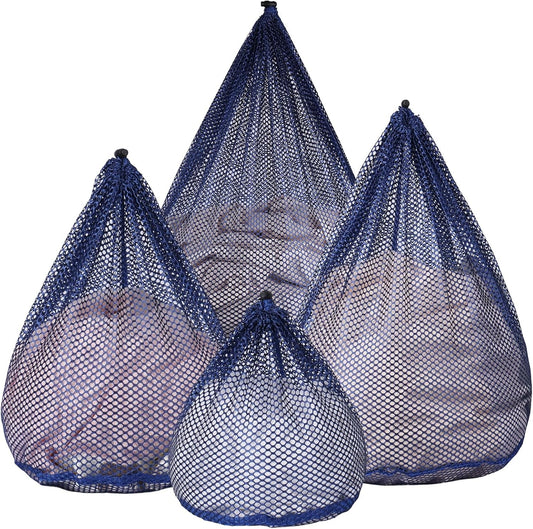 4Pcs Mesh Laundry Bags Washing Machine Mesh Wash Bags for Clothes,Underwear,Lingerie, Bed Linen with Drawstring Closure Sturdy(4 Size, Blue)