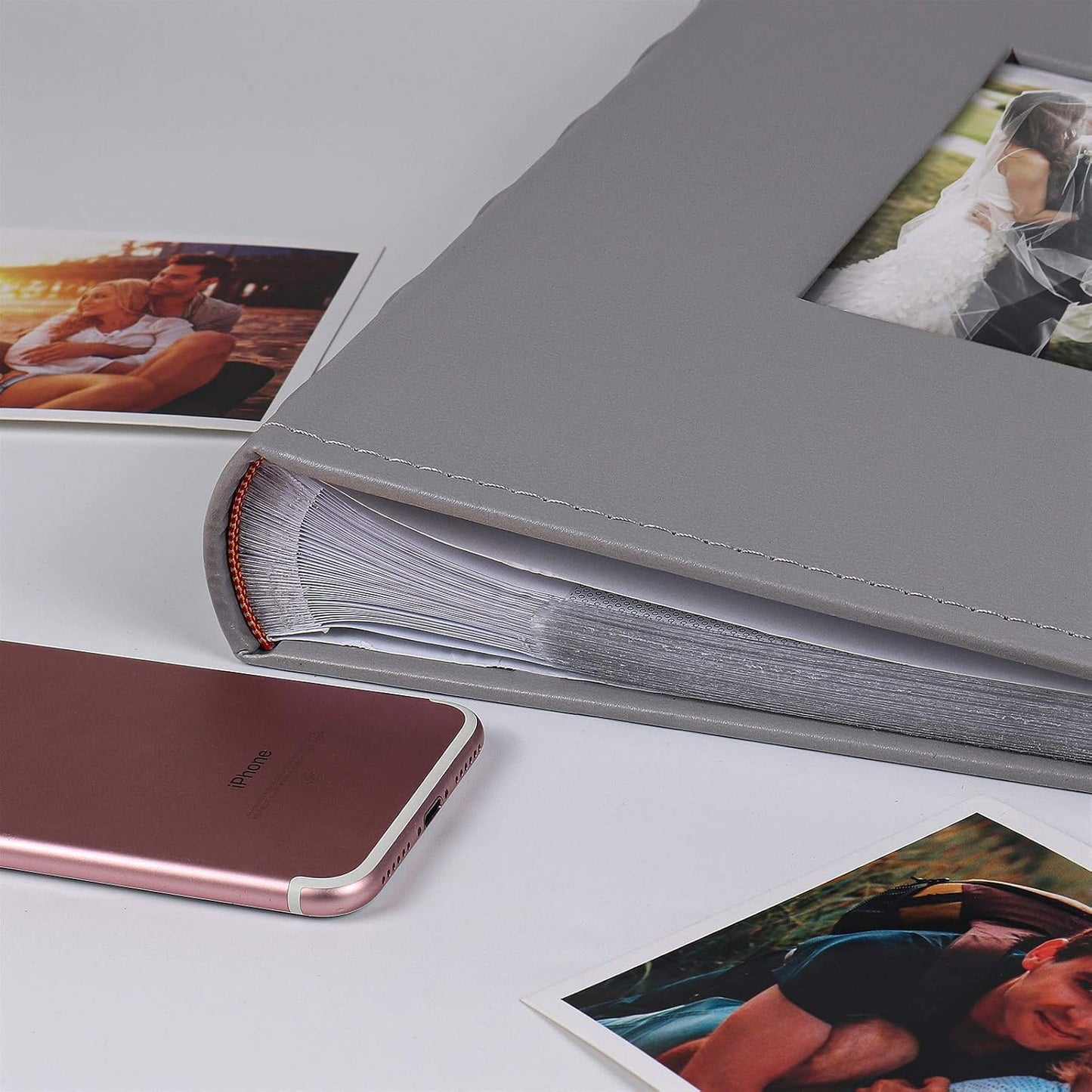 RECUTMS Photo Albums for 4x6 Photos Holds 300, 3 Per Pages Photo Picture Album PU Leather Cover, Horizontal Photos Record Family Wedding Anniversary Baby Holiday Album(Grey)