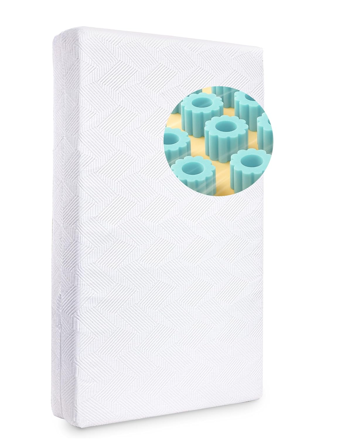 BABELIO Ergonomic Zoning Crib Mattress Dual-Sided Memory Foam Waterproof 6" Thick Toddler Mattress with Zipper Cover, Fits Standard Crib