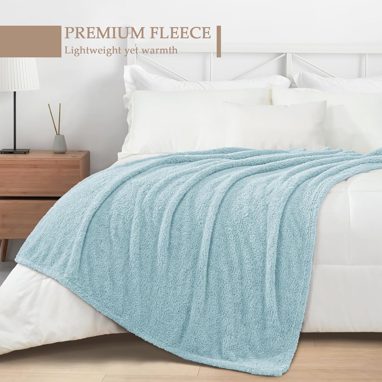 Exclusivo Mezcla Fleece Blanket for Couch, Soft and Cozy Queen Blankets for Women Men Girls Kids, Suitable for All Seasons, Slate Blue, 90x90 Inches