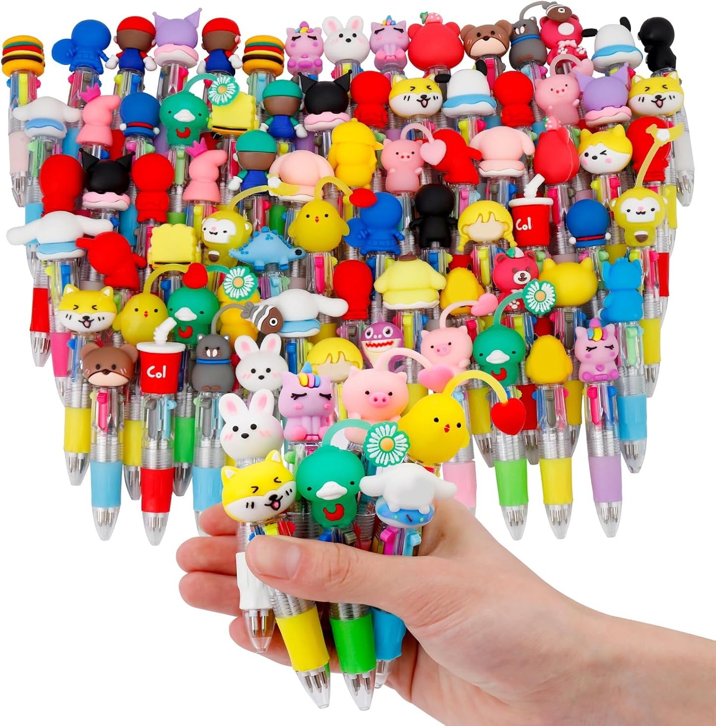 70Pcs Mini Multicolor Pens in One 4-in-1 Fun Pens for Kids, Ballpoint Pen for Birthdays and Children's Parties, Cute Pen Gifts Assorted Ink Kawaii Pen