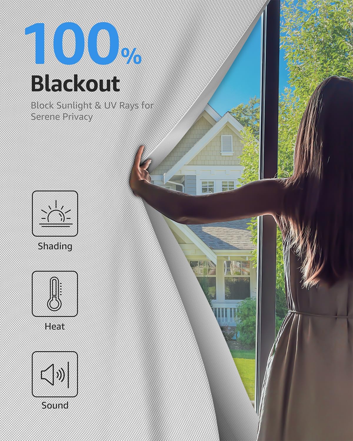 Sumobaby Blackout Curtains for Bedroom Portable 22"x36",No Drill Blackout Shades with Upgraded Hook&Loop Tapes,100% Black Out Window Cover,Thermal Insulated Blinds for Bedroom,Nursery(1 Panel,White)