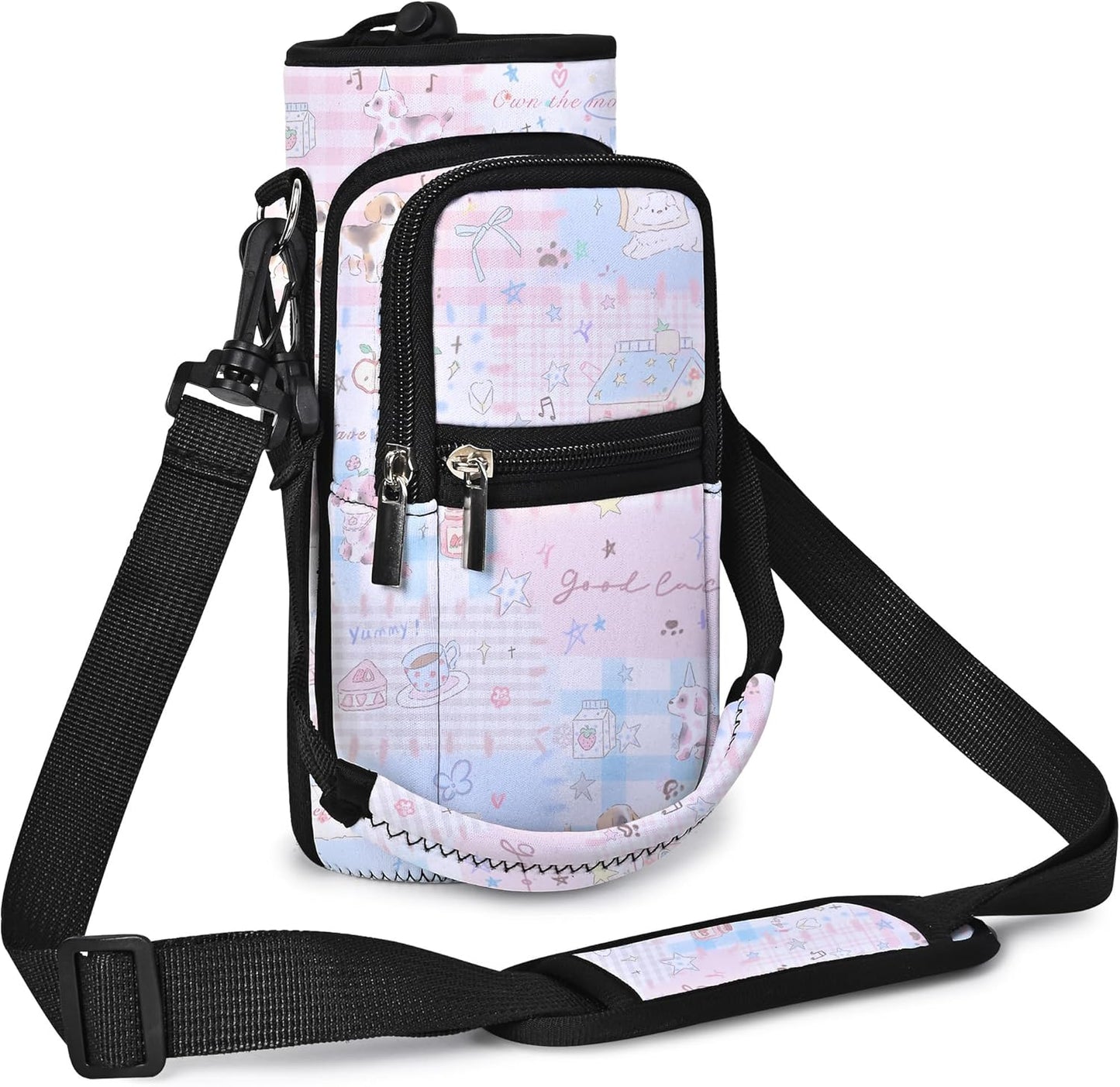 AUPET Water Bottle Sling Bag Sleeve Holder Carrier 25/32/40/64 oz,Insulated Crossbody Water Bottle Case Cover with Strap and Pockets for Men/Women Walking Hiking