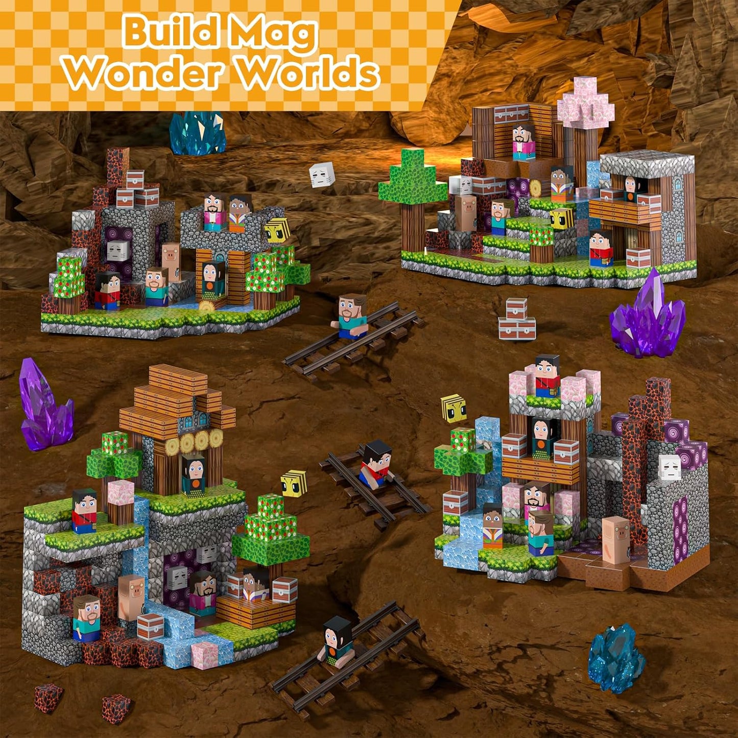 Magnetic Blocks, Magnetic Building Blocks Gryxpox, Magnet Tiles with Adventure World Blocks Toy, Magnetic Blocks For Kids Ages 4-8, STEM Sensory Toys for Ages 3+ Toddlers Kids Girl Boys Birthday Gifts