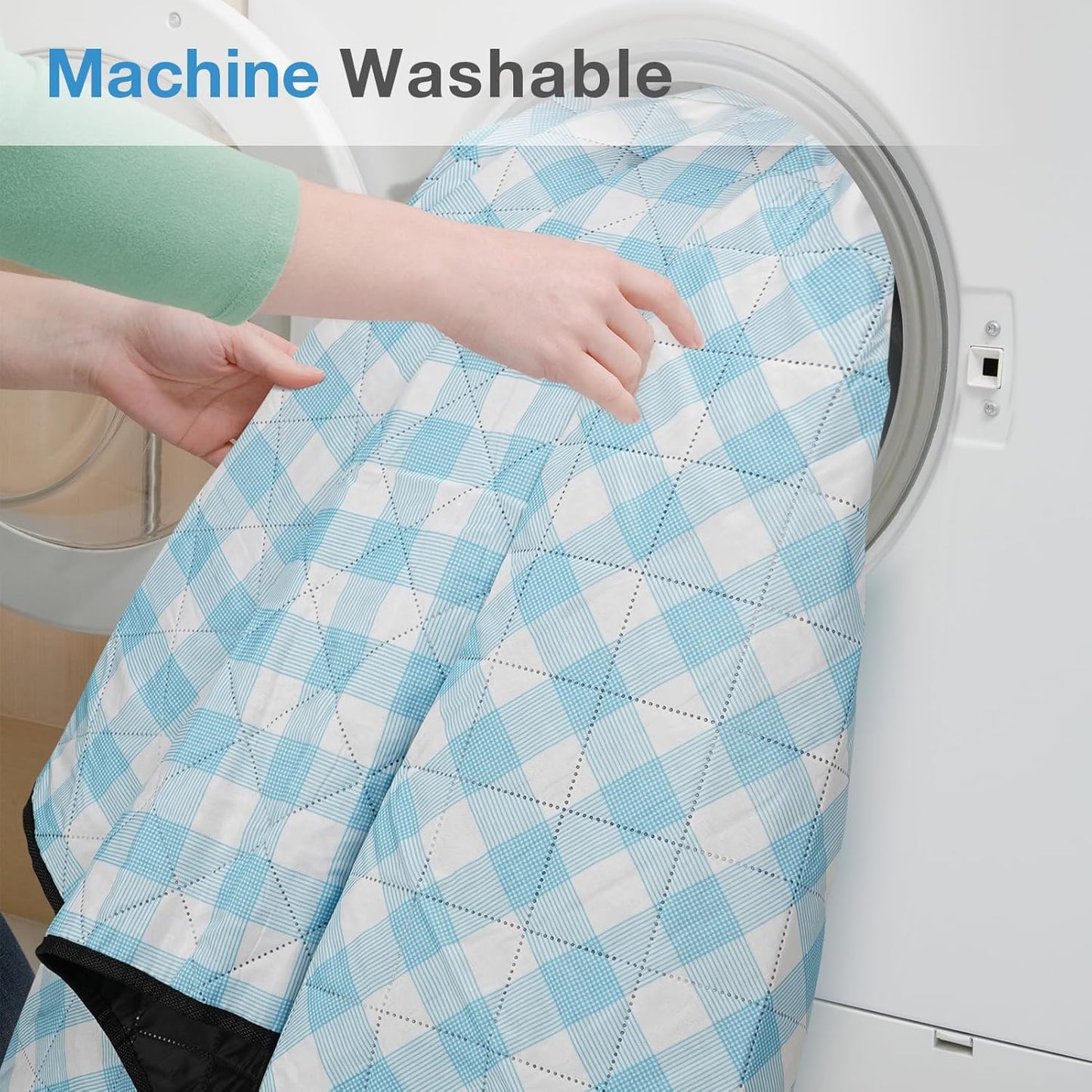 Picnic Blanket, 80''x80'' Waterproof Outdoor Blankets, Picnic Mat Washable for Beach, Picnic Blankets for Camping on Grass with Shoulder Strap - Blue & White